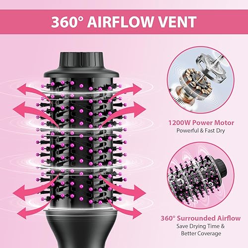 Miniatura 4 de MiroPure - Cepillo secador de pelo, secadora 4 en 1 y voluminizador con 4 ajustes de temperatura de velocidad, cepillo de aire caliente con barril