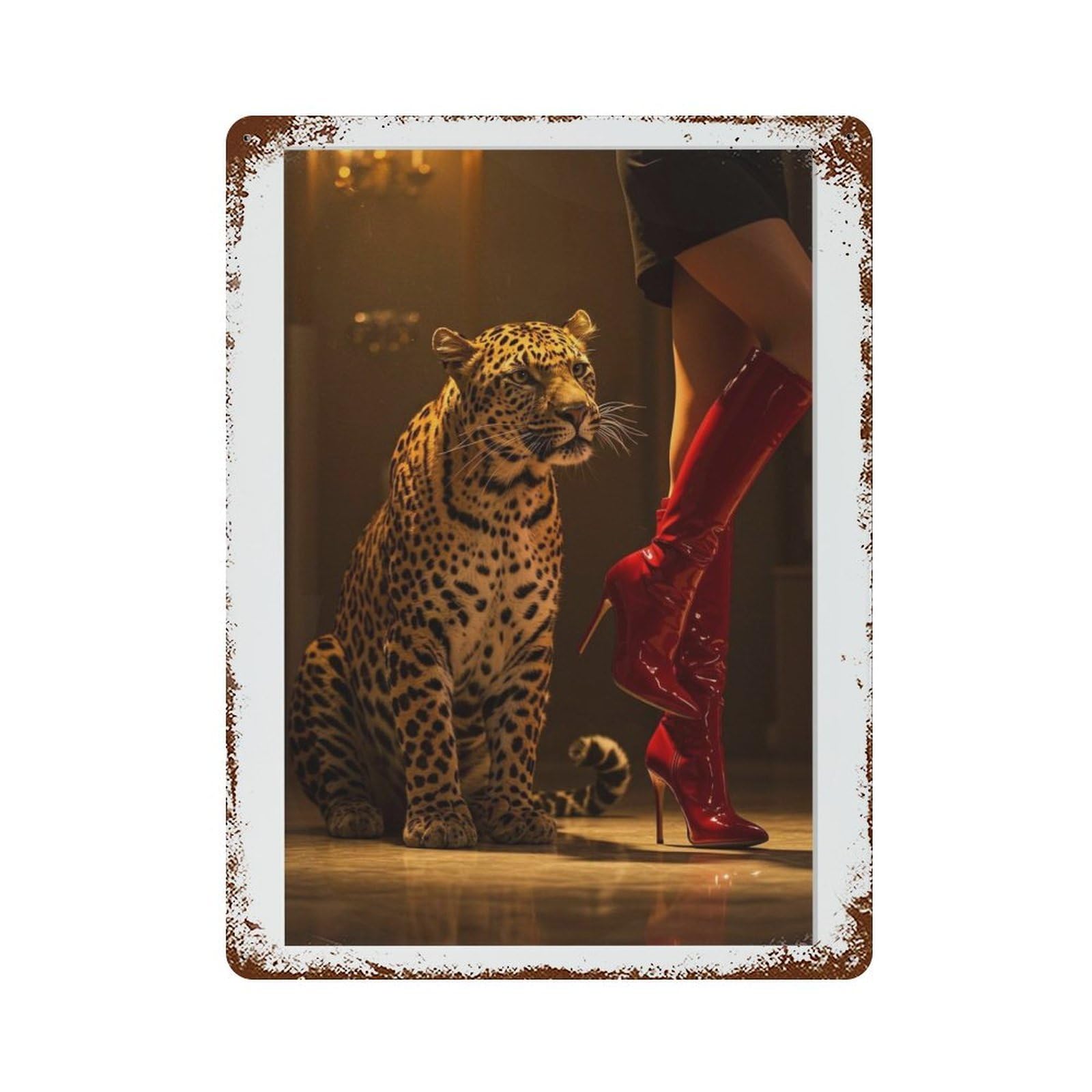 xiaoxiaoshen Leopard Photography Wall Decor Art Metal Tin Poster Modern Home Decor Art Home Bar Shop Decorations Vintage Sign 40x30cm