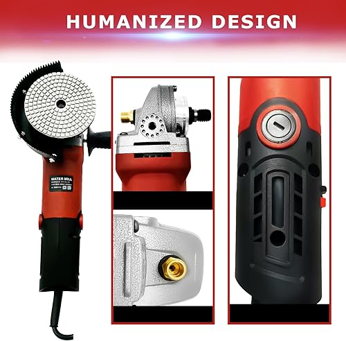 Miniatura 5 de Pulidora húmeda, 860 W110 V con kit de herramientas de almohadilla de pulido de diamante de 4 pulgadas, velocidades variables, máquina pulidora de