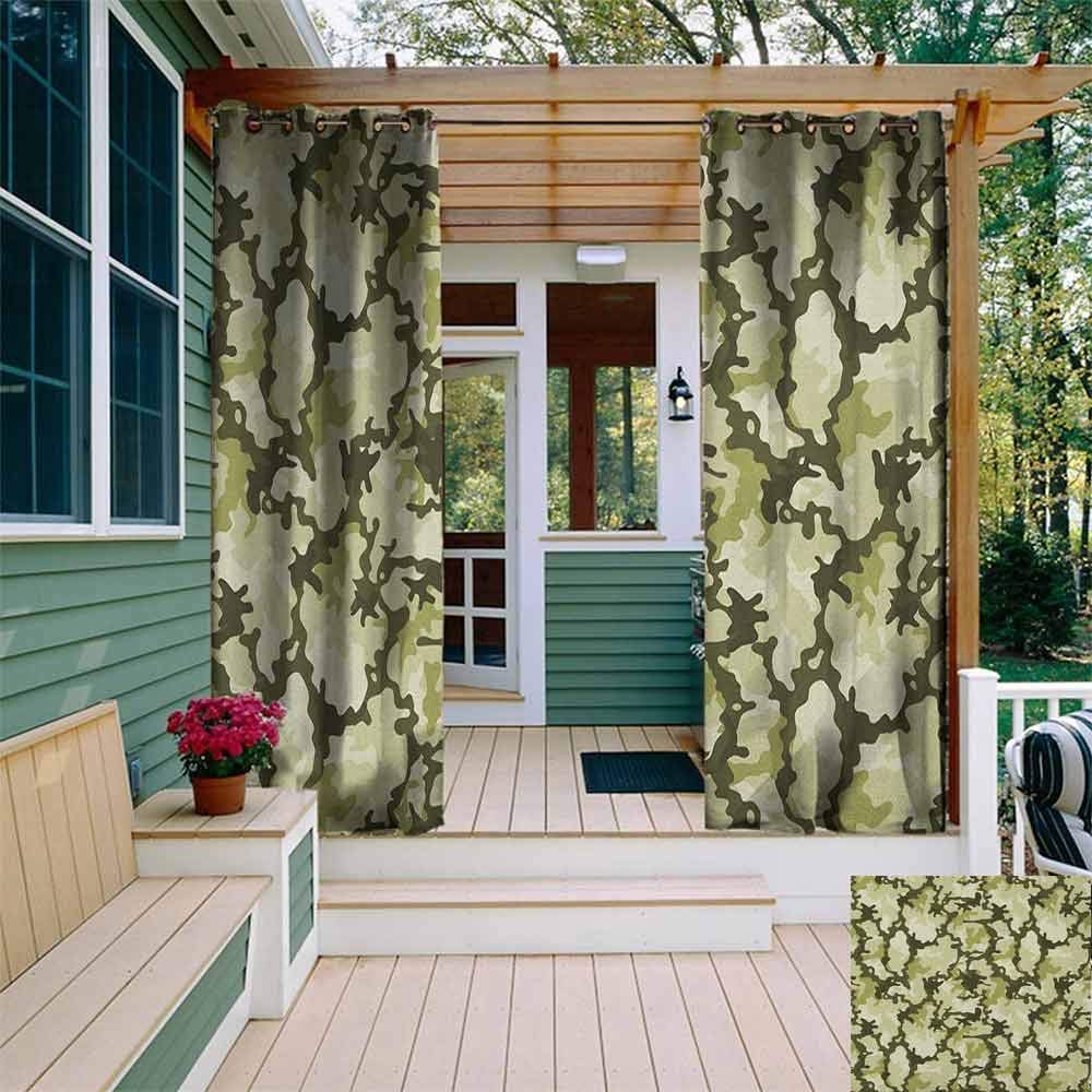 Curtains for bedroom Camo Pattern in Green Shades Background Woodland Wild Nature Design Front Porch W72"x L108" Pale Green Dark Green Pale Green