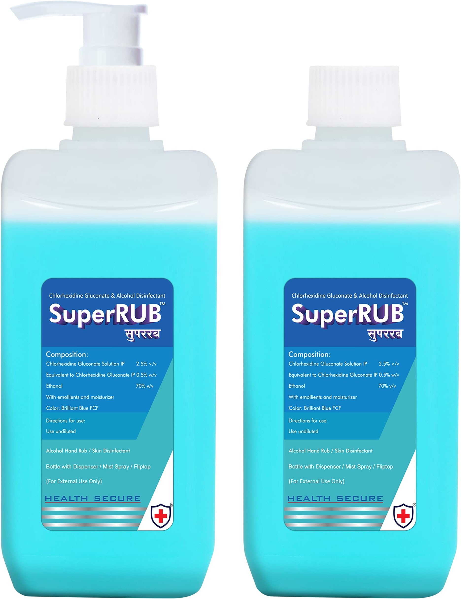 SuperRUB Hand Sanitizer Liquid 500ml with Refill 500ml Pack| Instant Germ-Free Protection| 70% Alcohol Hand Rub Sanitizer