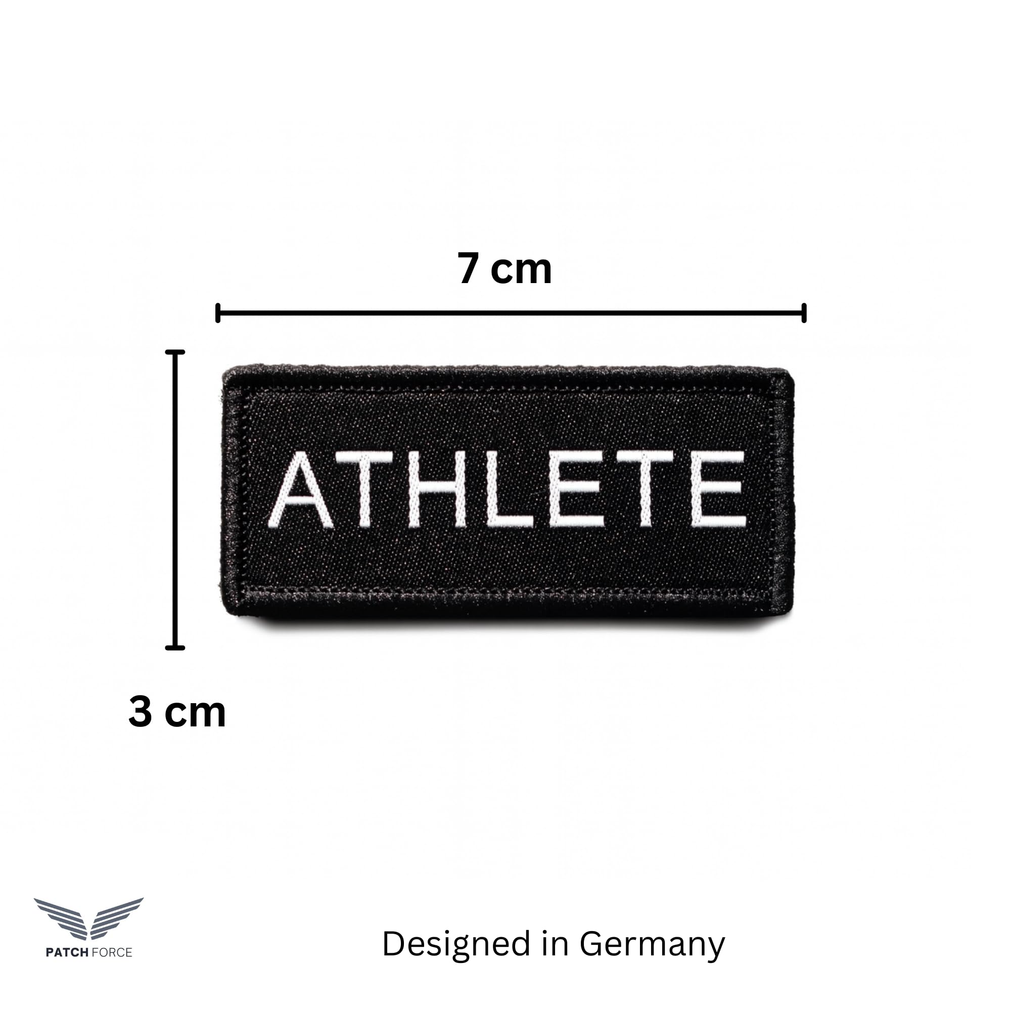 Athlete Textil Patch in rot oder schwarz 7,0 x 3,0 cm - Für Sportler und Athleten als Equipment zum Anbringen auf einer Weste, Rucksack oder Jacke - woven, gestickt, Textil