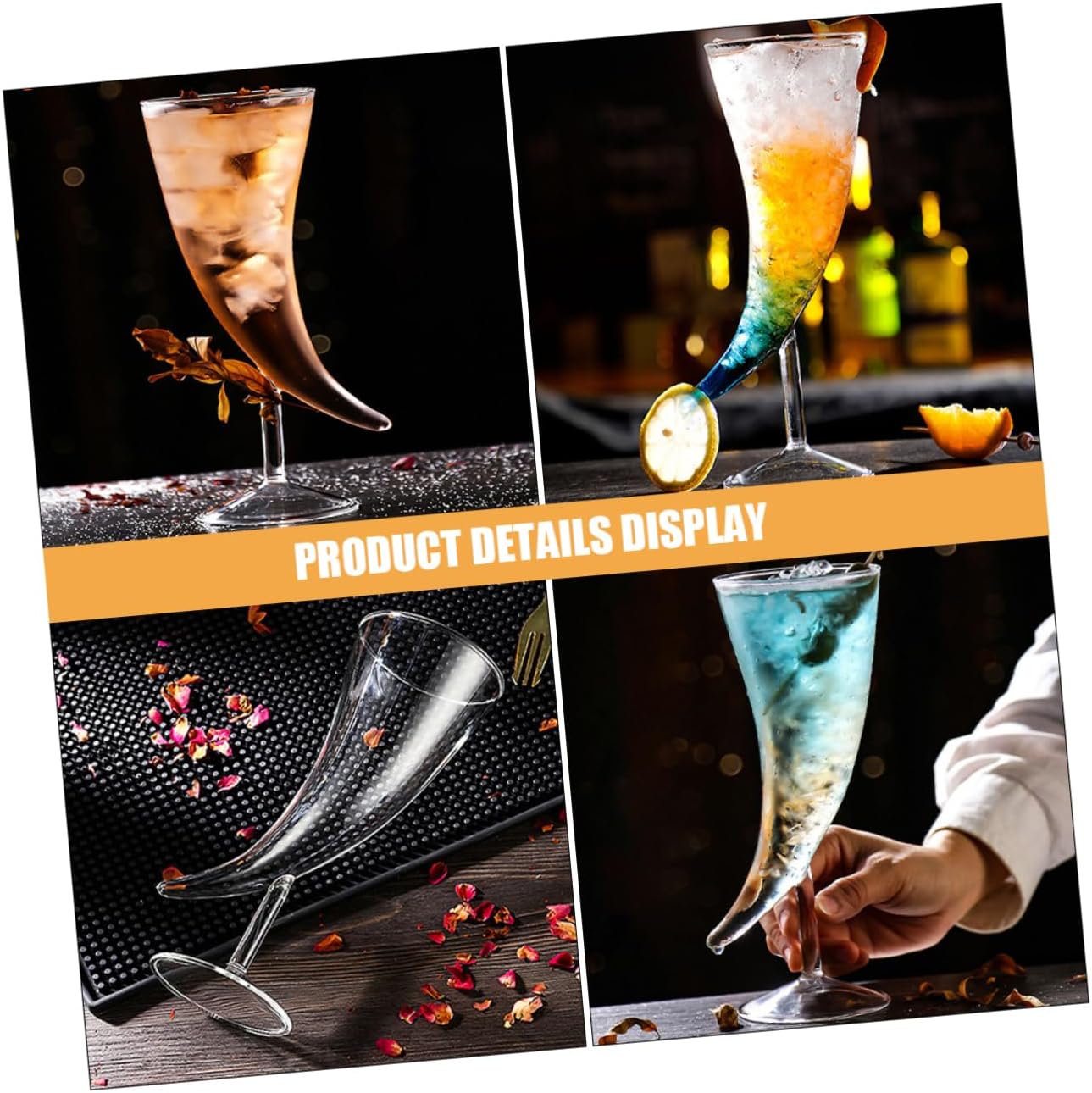 Alipis Moon Shape Glass Cocktail Cup Creative Beverage Goblet