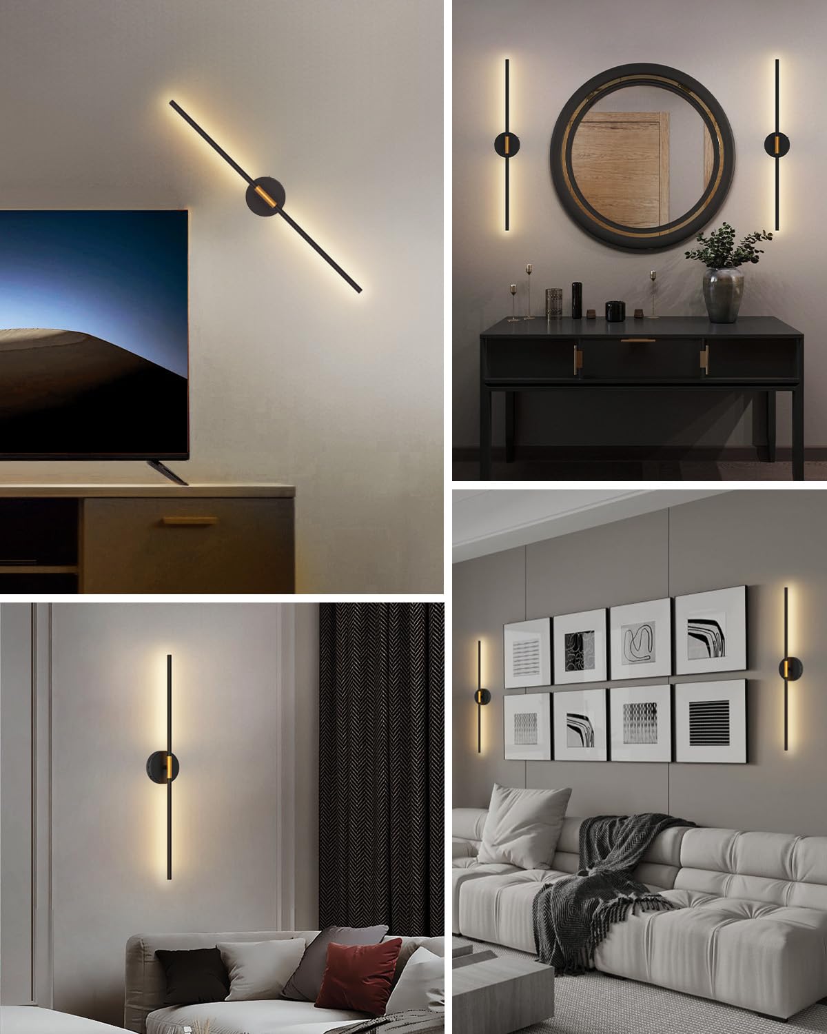 GOODEA 72cm Aufladbare LED Wandleuchte Akku ohne Strom ohne Bohren 2er-Set | 350° drehbare Kabellose Wandlampe Innen mit Fernbedienung & Timer, dimmbares Warmweiß für Schlafzimmer, Wohnzimmer, Esszimmer
