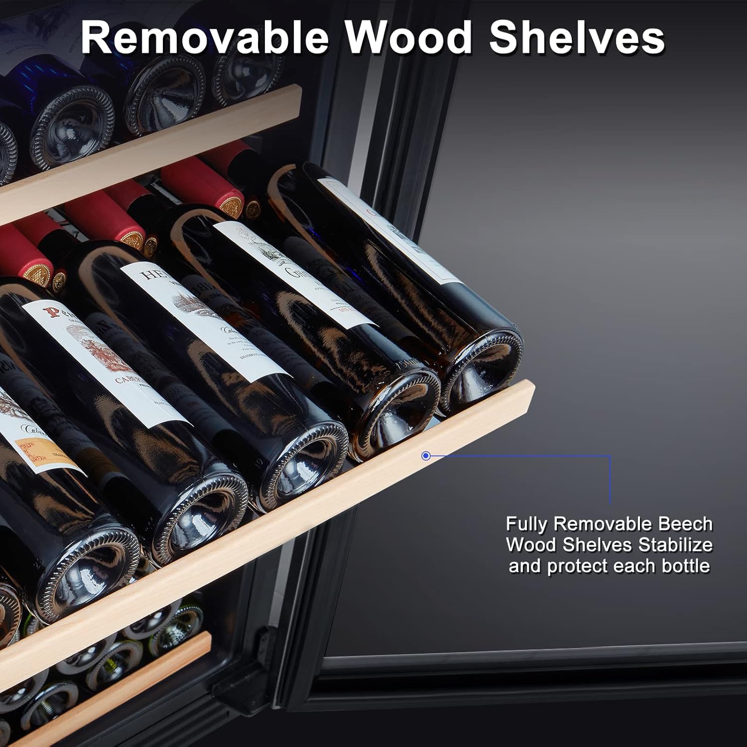 GOWE 24 inch Dual Zone Wine Cooler Refrigerator, 152 Bottle Large Capacity Fast Cooling Low Noise, Frost Free Wine Fridge with Digital Temperature Control, Freestanding or Built-in