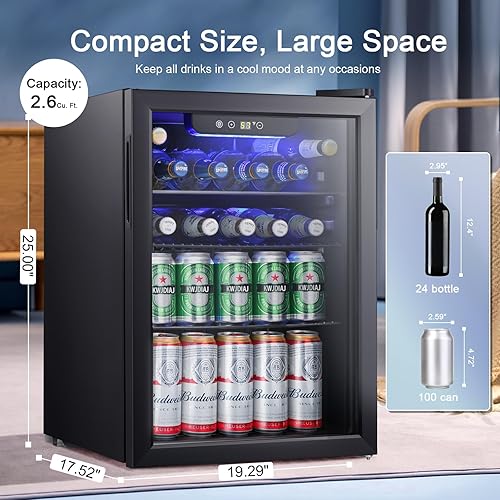 Miniatura 2 de Antarctic Star Mini refrigerador de 2.6 pies cúbicos para 100 latas, enfriador de vino/gabinete de cerveza pequeña de soda de vidrio de puerta de