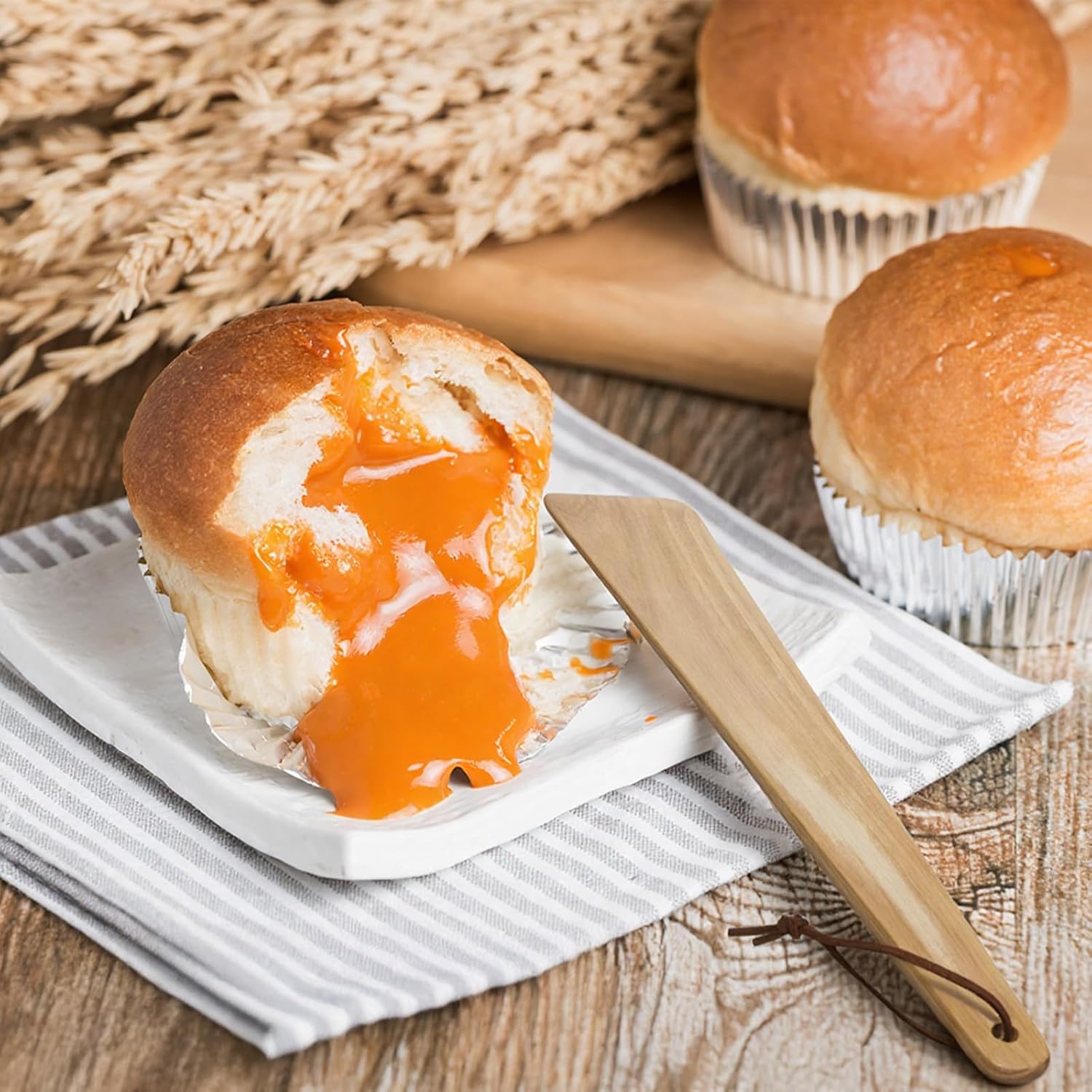 Flat Wood Spatula 12 Inch Teak Wooden Spatula for Cooking, Kitchen Utensils Sourdough Scraper Flat Wooden Egg Flipper Spatulas, Wood Spoon Bamboo Spatulas Turner Cast Iron Sourdough Stirrer - Image 4