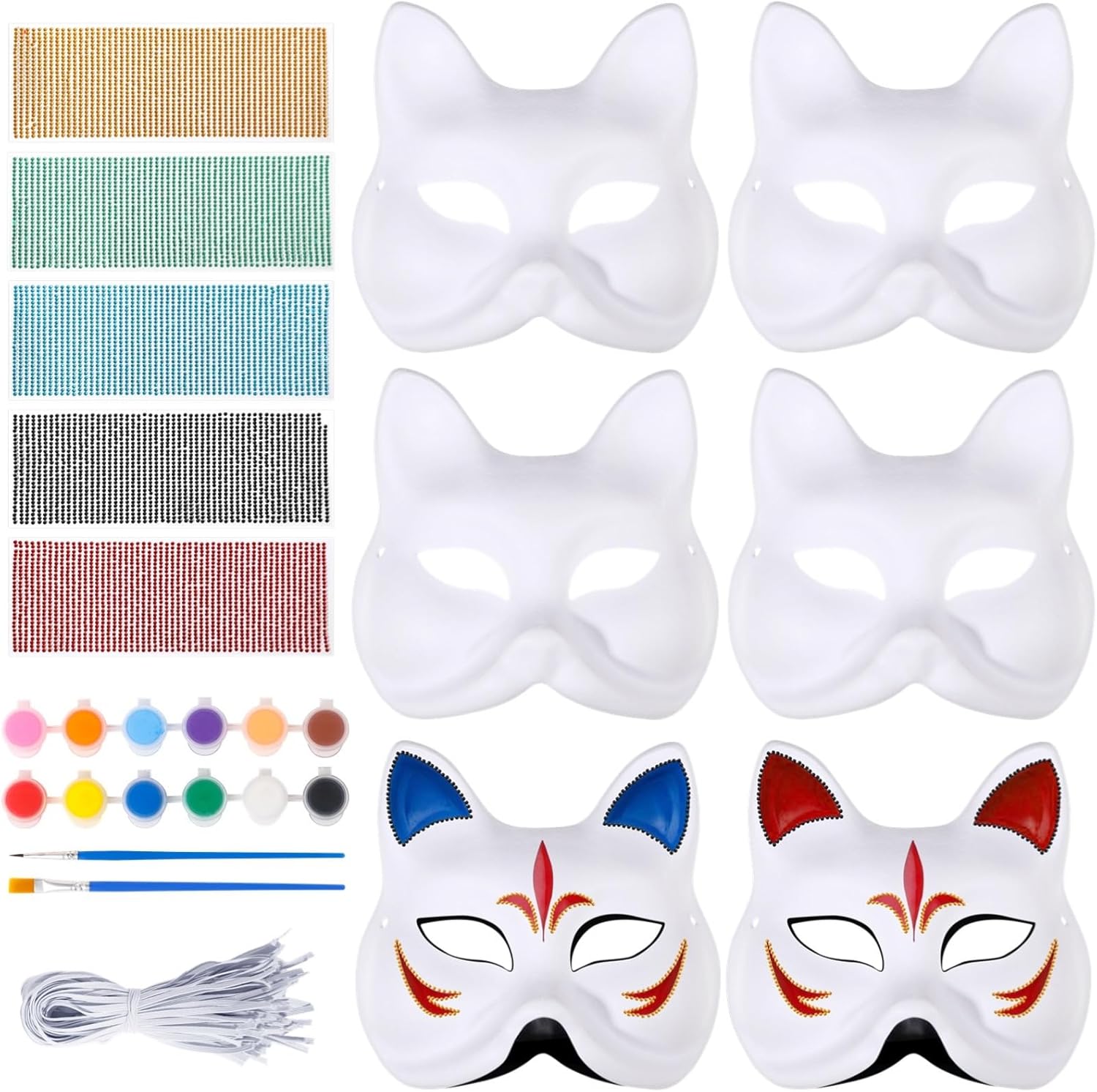 50 Pcs Craft Mask Set, White Paper Masks For Painting, Ideal For Diy Costumes, Masquerades, And Halloween Parties