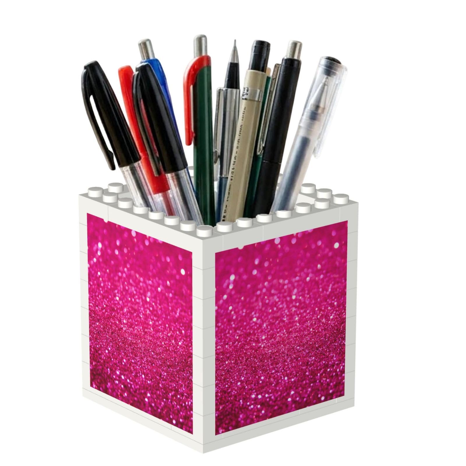 Poadnly Pink Glitter, Pen Pot Pencil Holder for Office Home School, Compact Desk Organiser for Office Stationery