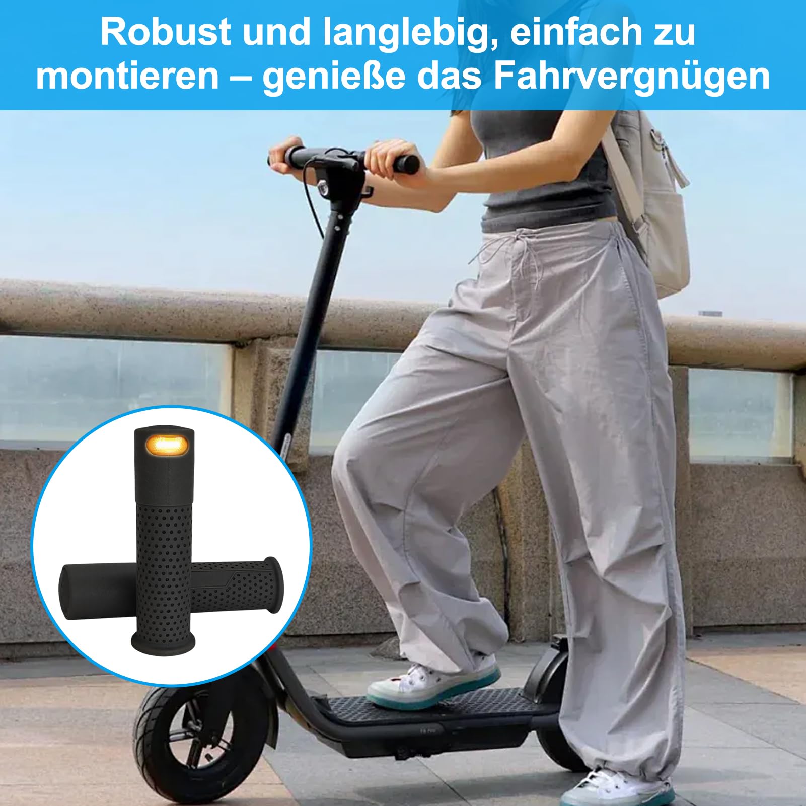 Manopole per manubrio di scooter elettrico con indicatori di direzione integrati, impugnature antiscivolo per maggiore sicurezza, accessori di ricambio per scooter notturni