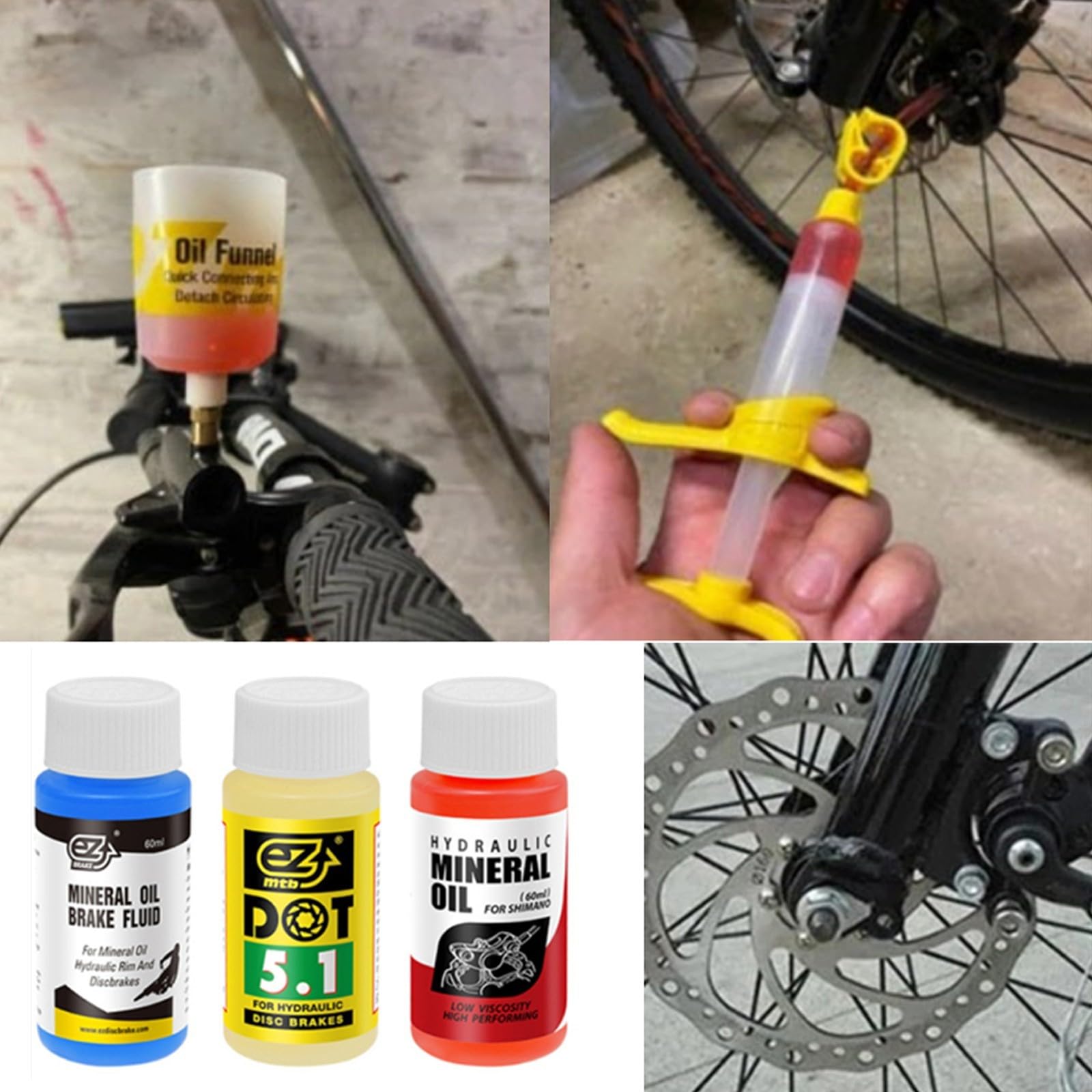 Gdfnmogo EZMTB hydrauliczny płyn hamulcowy do roweru, 60 ml, olej mineralny i DOT 5.1 do hamulców tarczowych MTB, do Tektro, Nutt i Avid, niebieski olej mineralny
