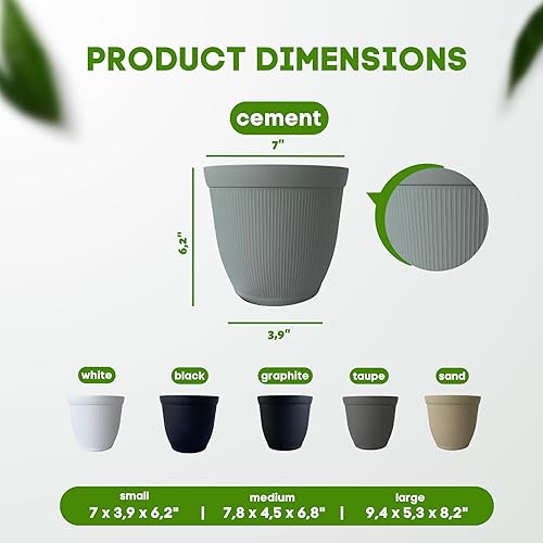 Miniatura 2 de Matri Finny - Maceta redonda para plantas de interior y exterior. Maceta de 7 pulgadas, paquete de 2 (cemento)