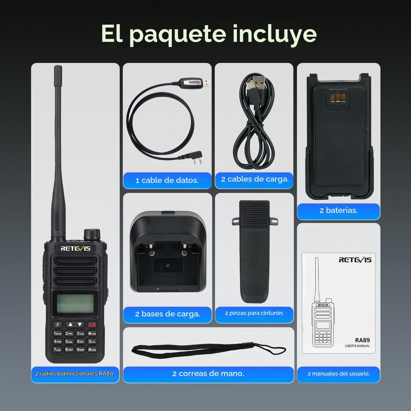 Retevis RA89 Emisora Radioaficionado, Walkie Talkie Largo Alcance