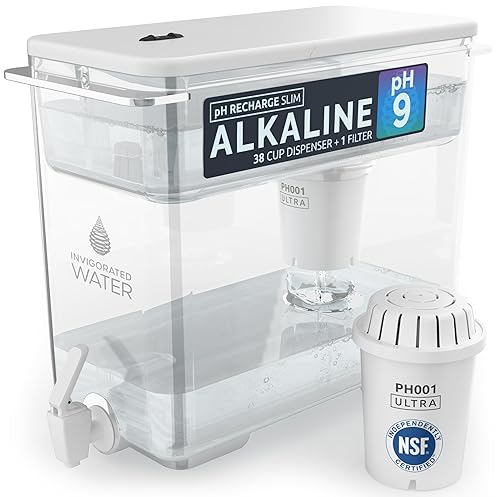 Invigorated Water - Dispensador de filtro de agua alcalino para encimera, gran capacidad, agua alcalina mineralizada, sin BPA, 96 galonesfiltro
