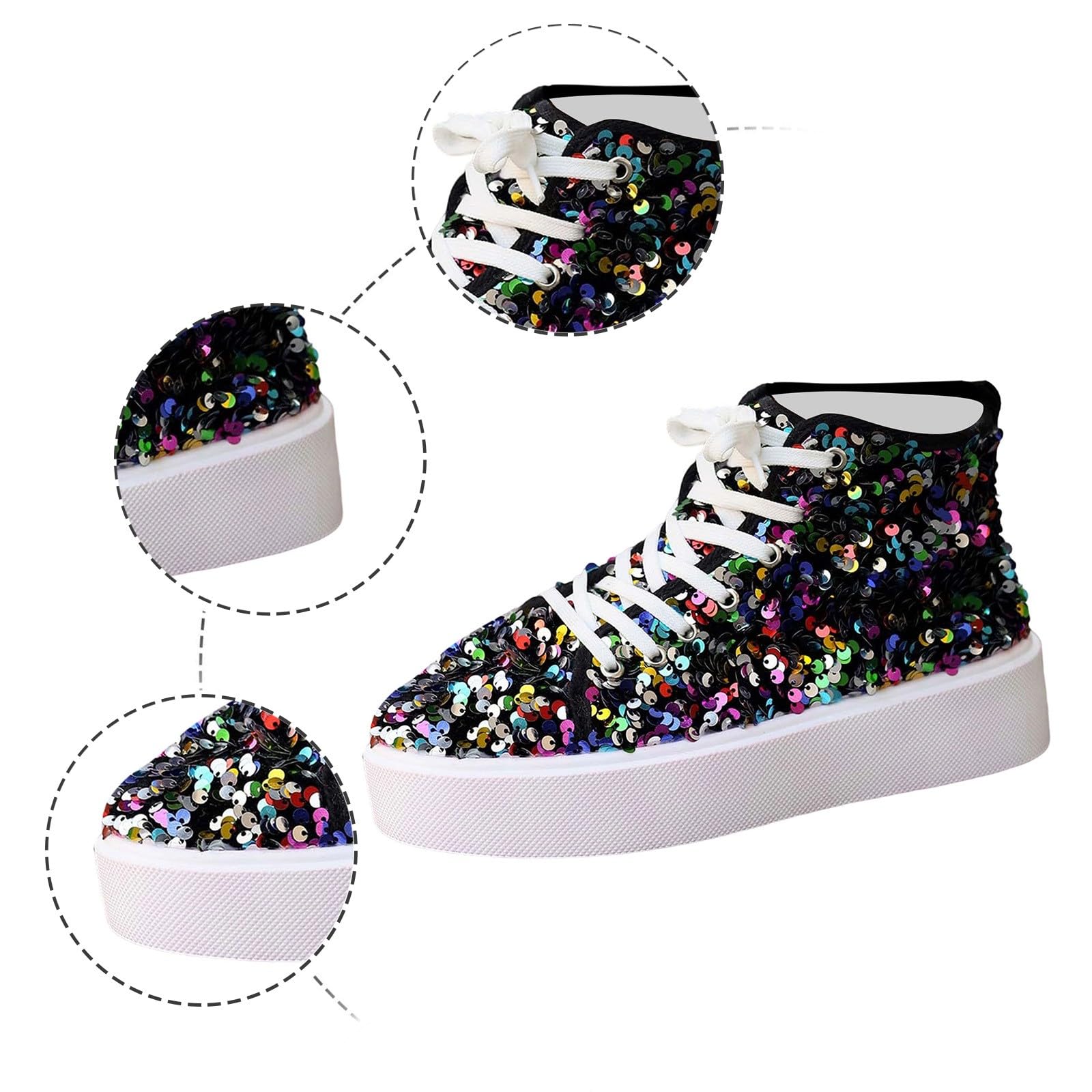 Scarpe da ginnastica da donna con paillette, con paillette, leggere, casual, per feste, festival, costume