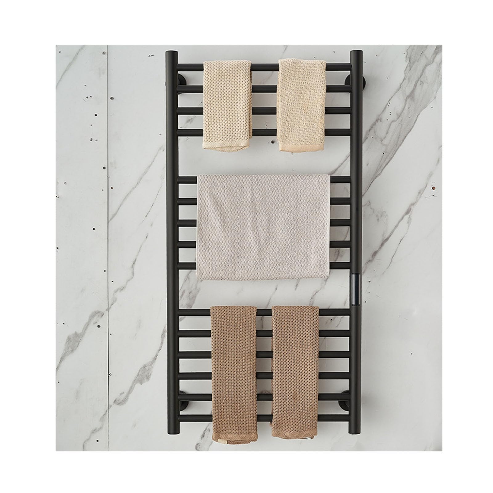 asdchZen 15-Bar For Bathroom,Stainless Steel Heated Towel Drying Rack,Wall Mounted Constant Temperature Heated Drying Rack-White-Hard Wired,Black-Hard wired