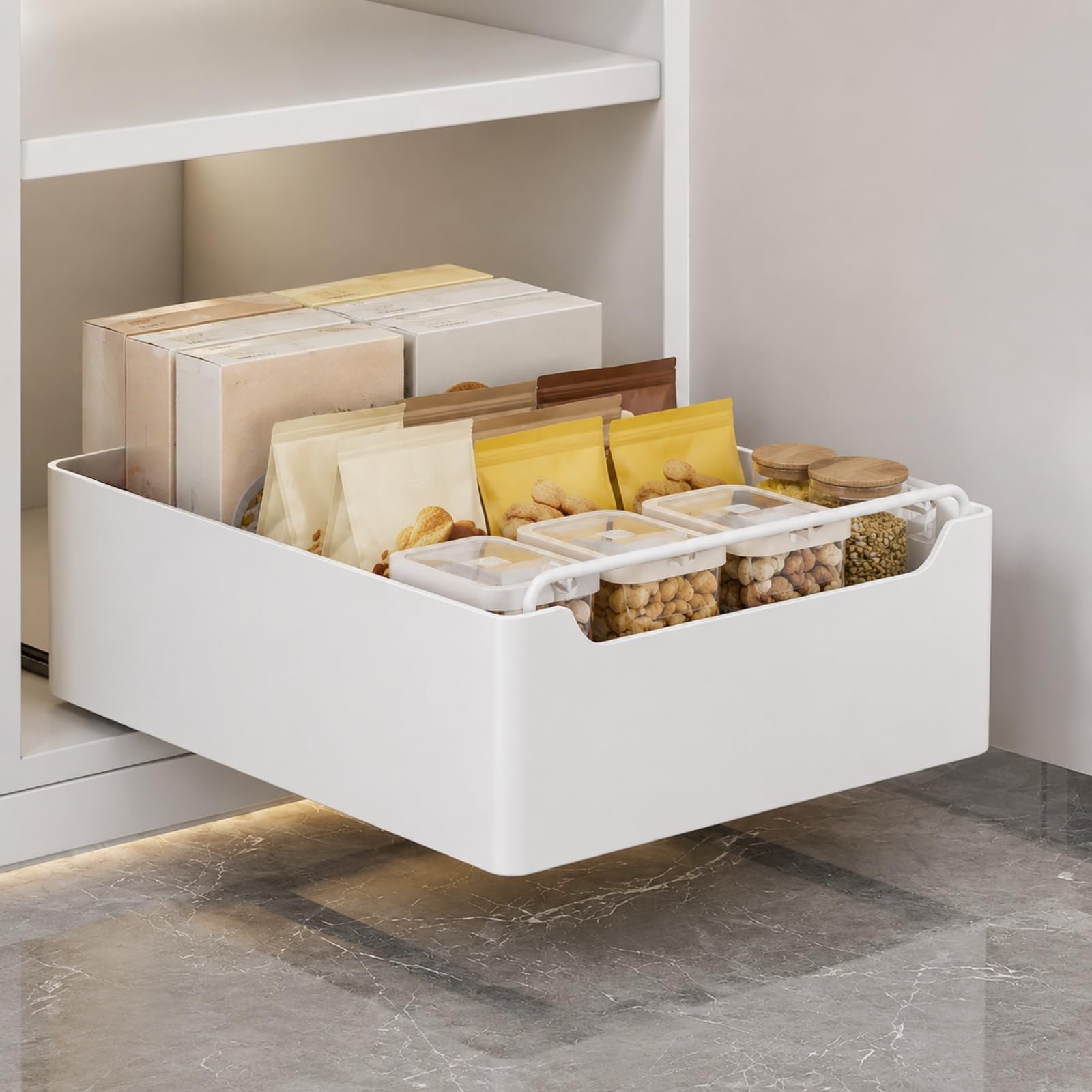 Generisch Küchenschrank Organizer Ausziehbar, Ausziehbare Schublade Küche, Teleskopschublade Küche für den Unterschrank, 2-stufiges Aufbewahrungssystem (Höhere Ausführung [30 cm breit])
