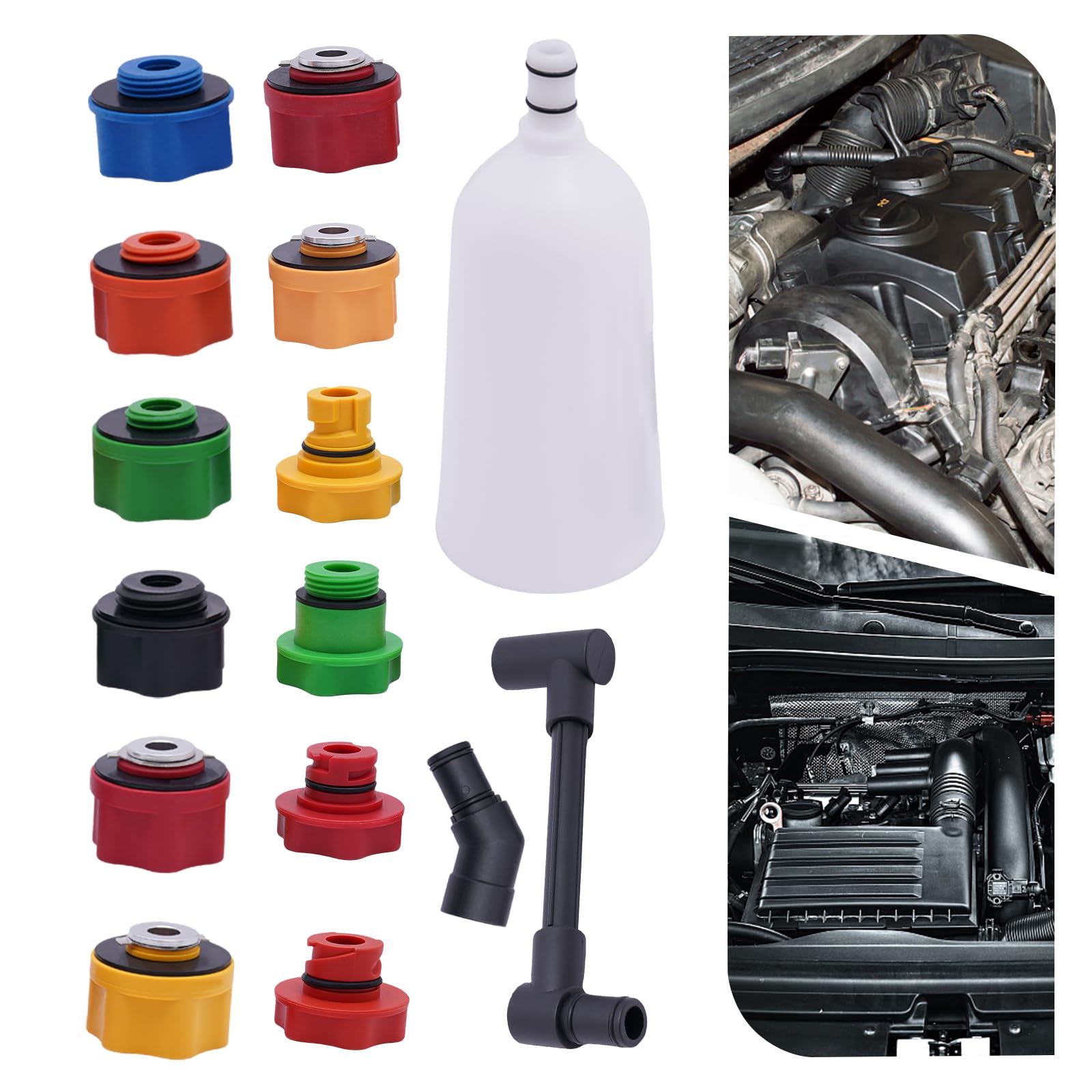 Juego de embudos de llenado de aceite para motor, juego de embudos de plástico, embudo de llenado de motor, embudo para aceite de motor (15 unidades)