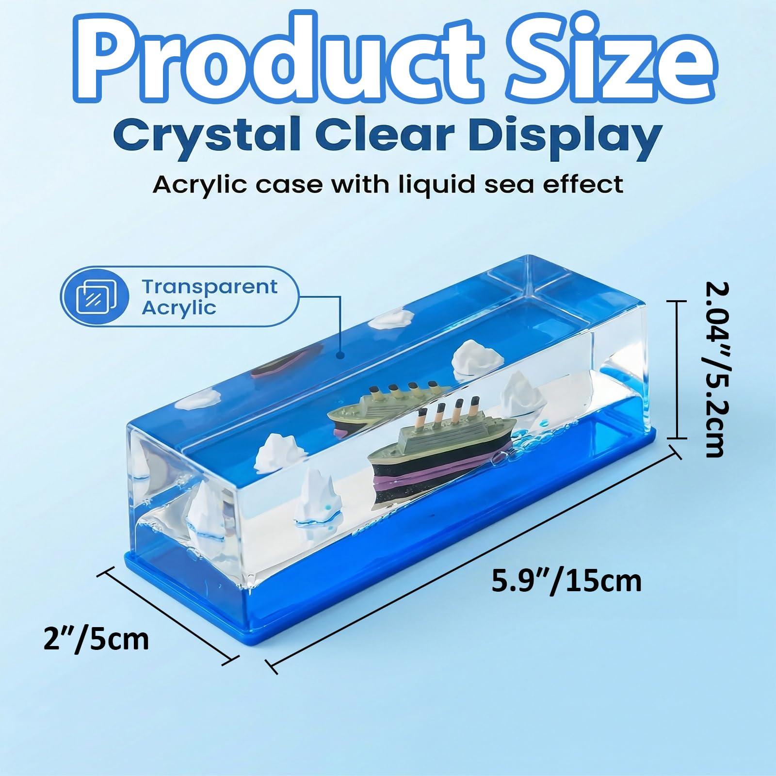 Unsinkable Titanic Cruise Ship in a Bottle - Cruise in Ocean Wave Desk Decor for Home Office Decorations, Unique Birthday Gifts for Men Women Titanic Lovers, Liquid Motion Art Desktop Ornament