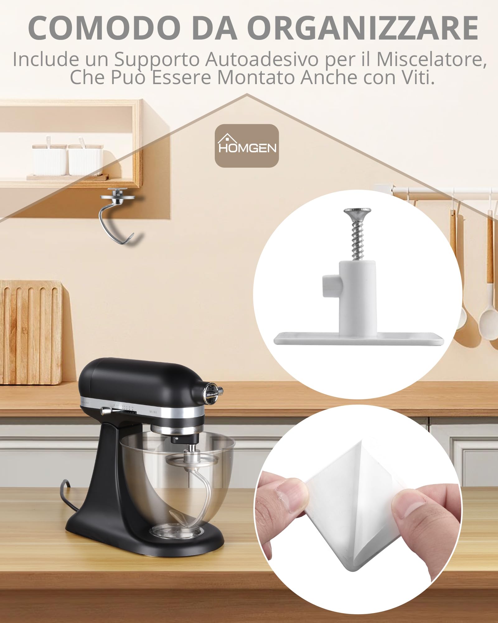 HOMGEN Gancio per Impasto per Impastatrice KitchenAid Miscelatore Fit 4,5-5 Qt Kitchenaid Accessori Gancio in Acciaio Inox Spirale Gancio Pasta Accessorio per KitchenAid Stand Mixer KSM150 K45DH