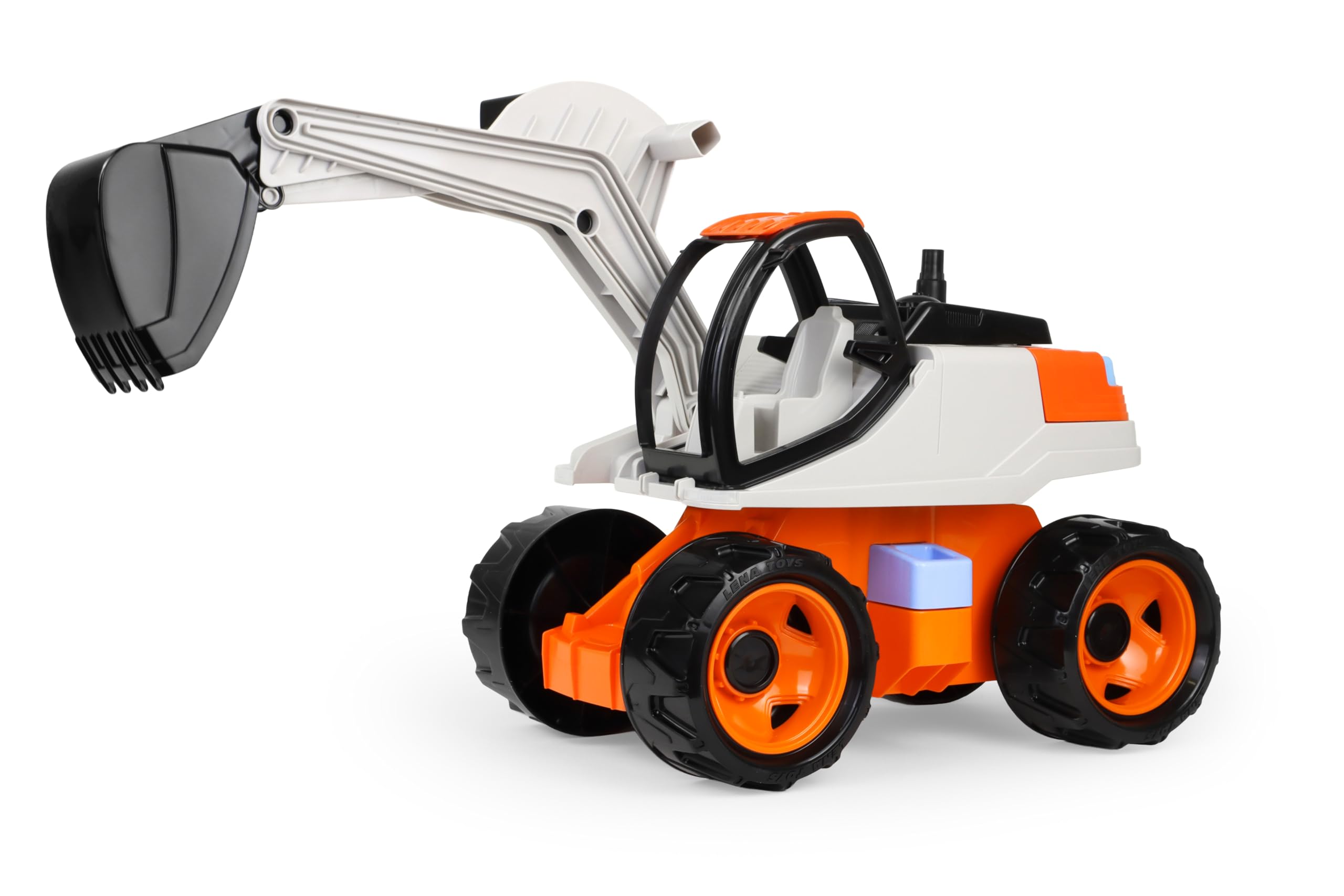 Lena GIGA Trucks Bagger Pro - Spielzeugbagger mit 360° drehbarem Aufsatz & Schaufelfunktion bis 20 cm Tiefe, 6 mm Stahlachsen, 63 cm, Sandkasten Spielzeug für Kinder ab 3 Jahren