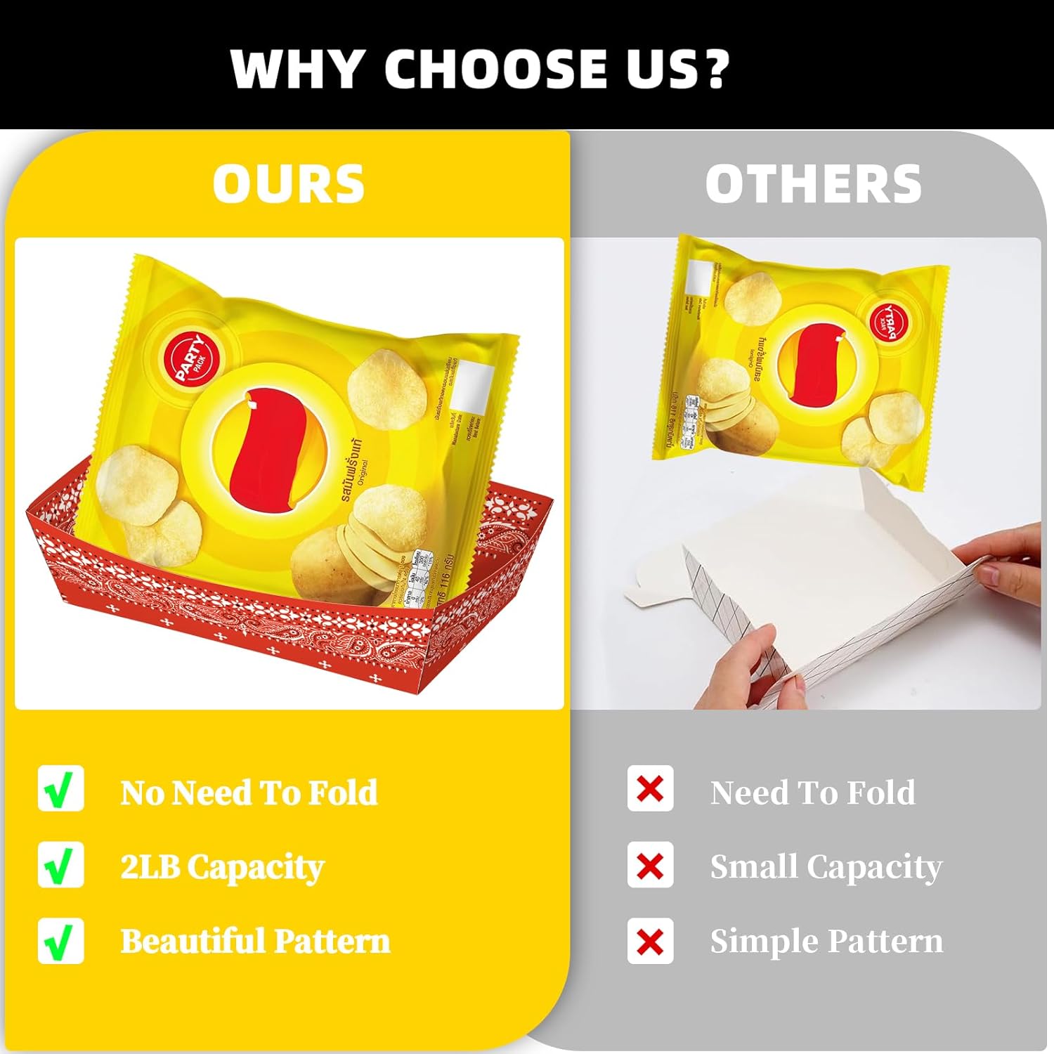 No Folding Required 100 Pack 2 Lb Cowboy Plates Paper Food Trays Party Supplies Western Snack Candy Holder Disposable Serving Trays for Cowboy Party Decorations Food