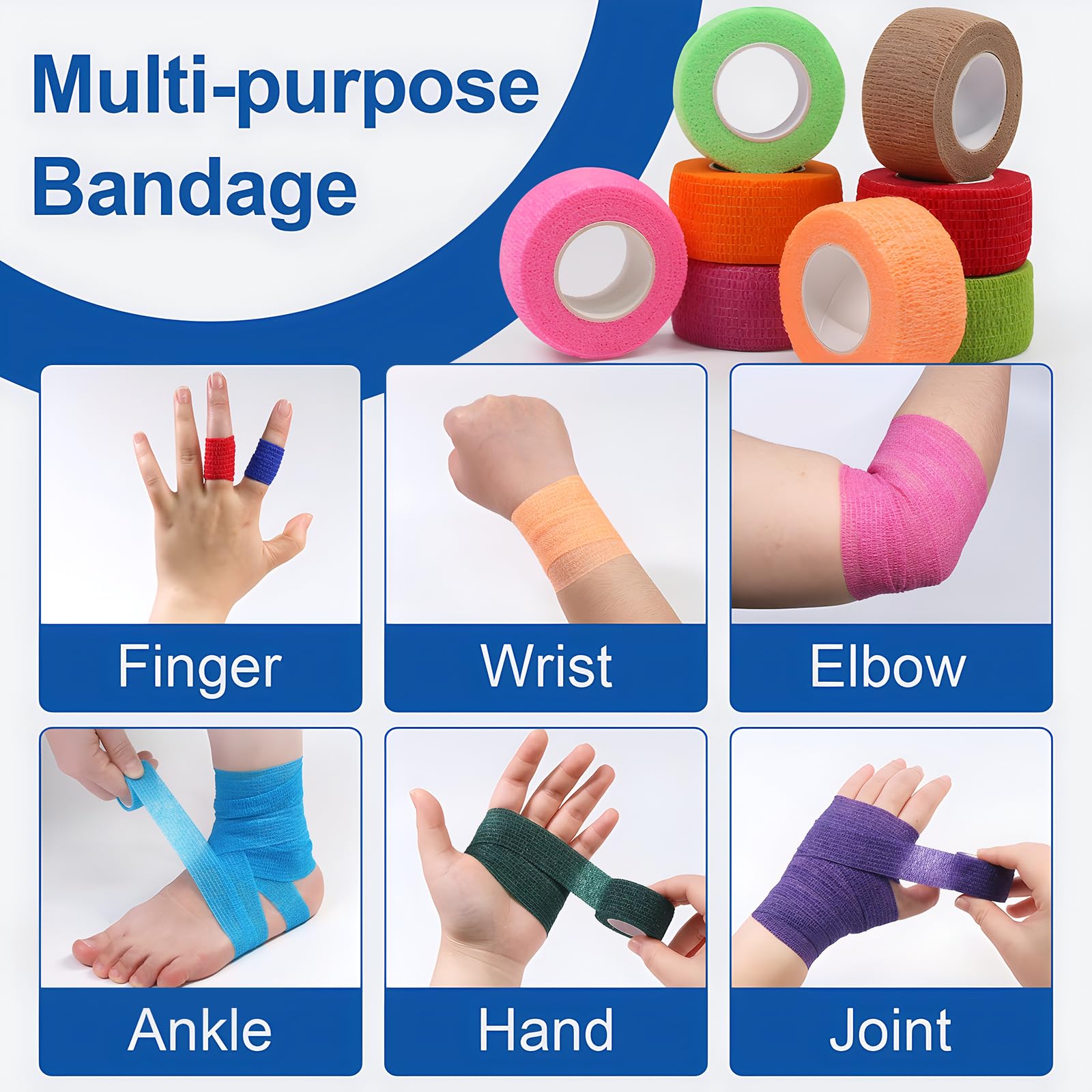 ForTomorrow Lot de 16 rouleaux de bandage auto-adhésif - 2,5 cm x 4,5 m - Élastique cohésif - Respirant - Pour protéger les doigts, les animaux domestiques, les tatouages, les premiers secours ForTomorrow Lot de 16 rouleaux de bandage auto-adhésif - 2,5 cm x 4,5 m - Élastique cohésif - Respirant - Pour protéger les doigts, les animaux domestiques, les tatouages, les premiers secours