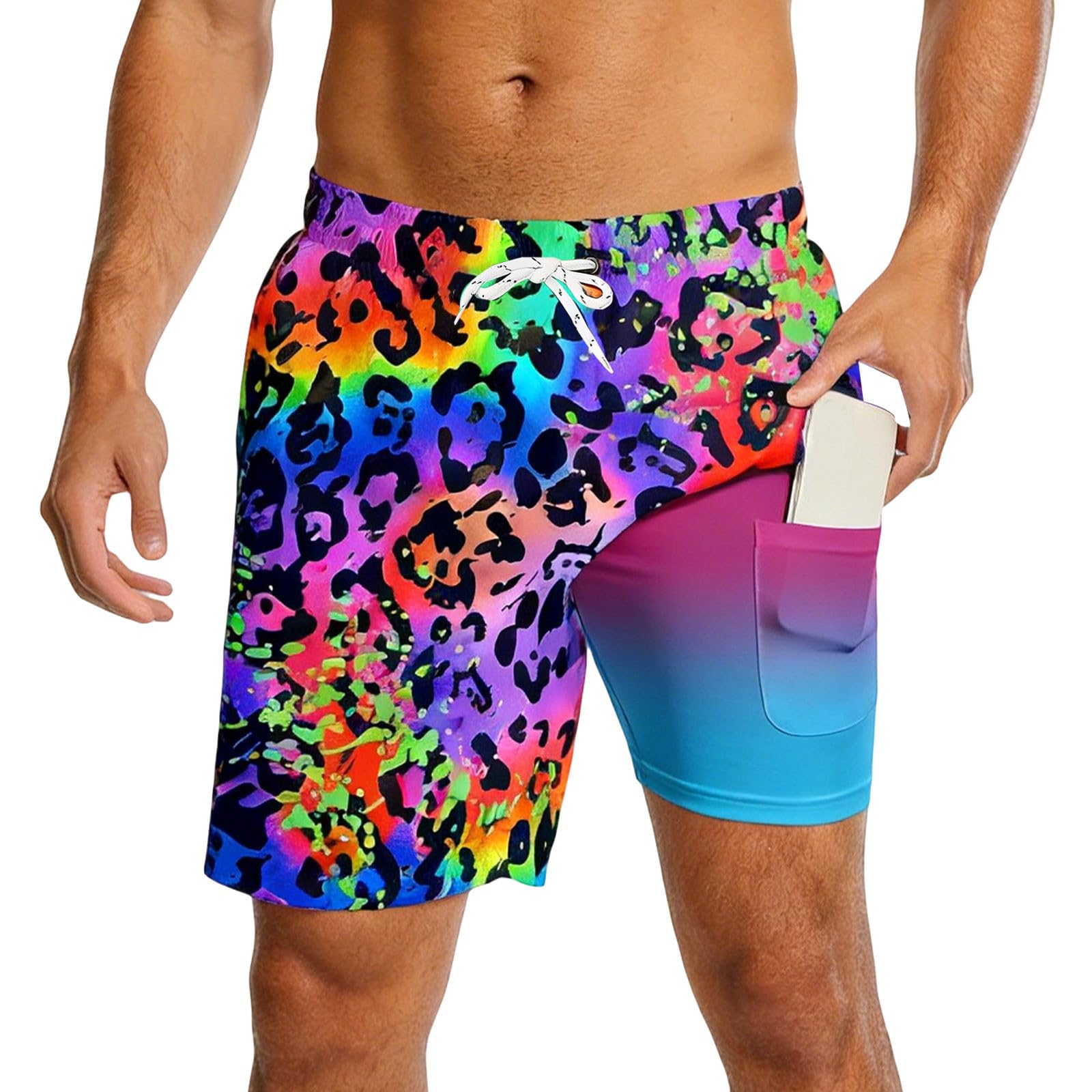 Men's Swimming Shorts with Beach Design - Short Beach Trousers with Side Pocket | Lightweight Comfortable Summer Trousers for Beach and Leisure