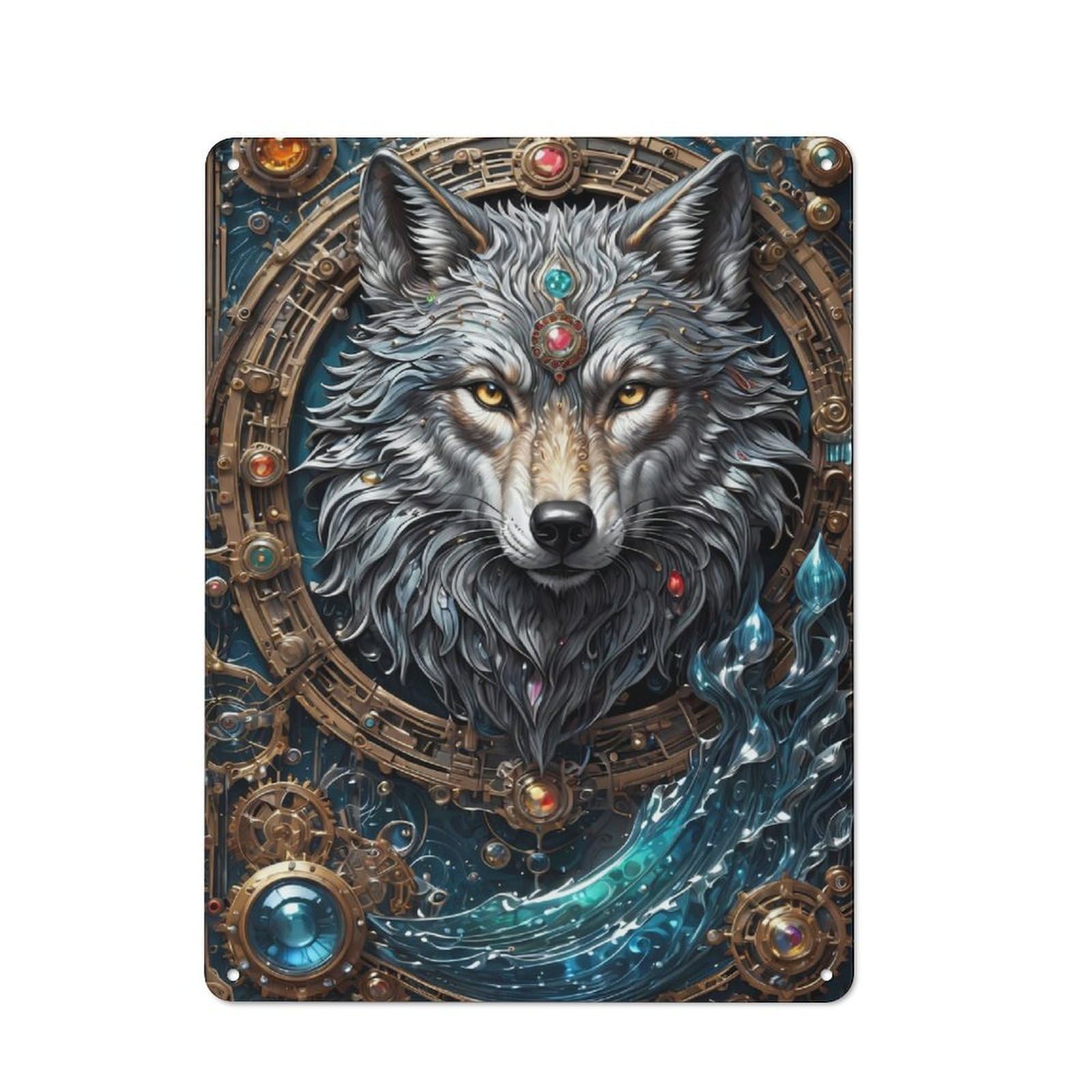 Junmoney Astral Enchanter Wolf Retro Metal Wall Sign 40X30cm With For Garage Wall, Suited To Garage Decor Collectors