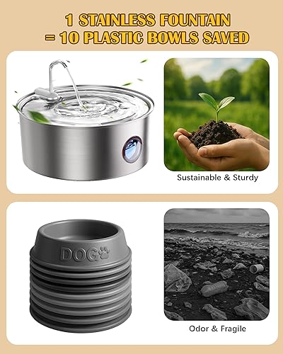 Miniatura 8 de Dog Water Fountain for Large Dogs- 270oz8L Stainless Steel Dog Water Bowl Dispenser Automatic Pet Water Fountain with Ultra-Quiet PumpQuadruple