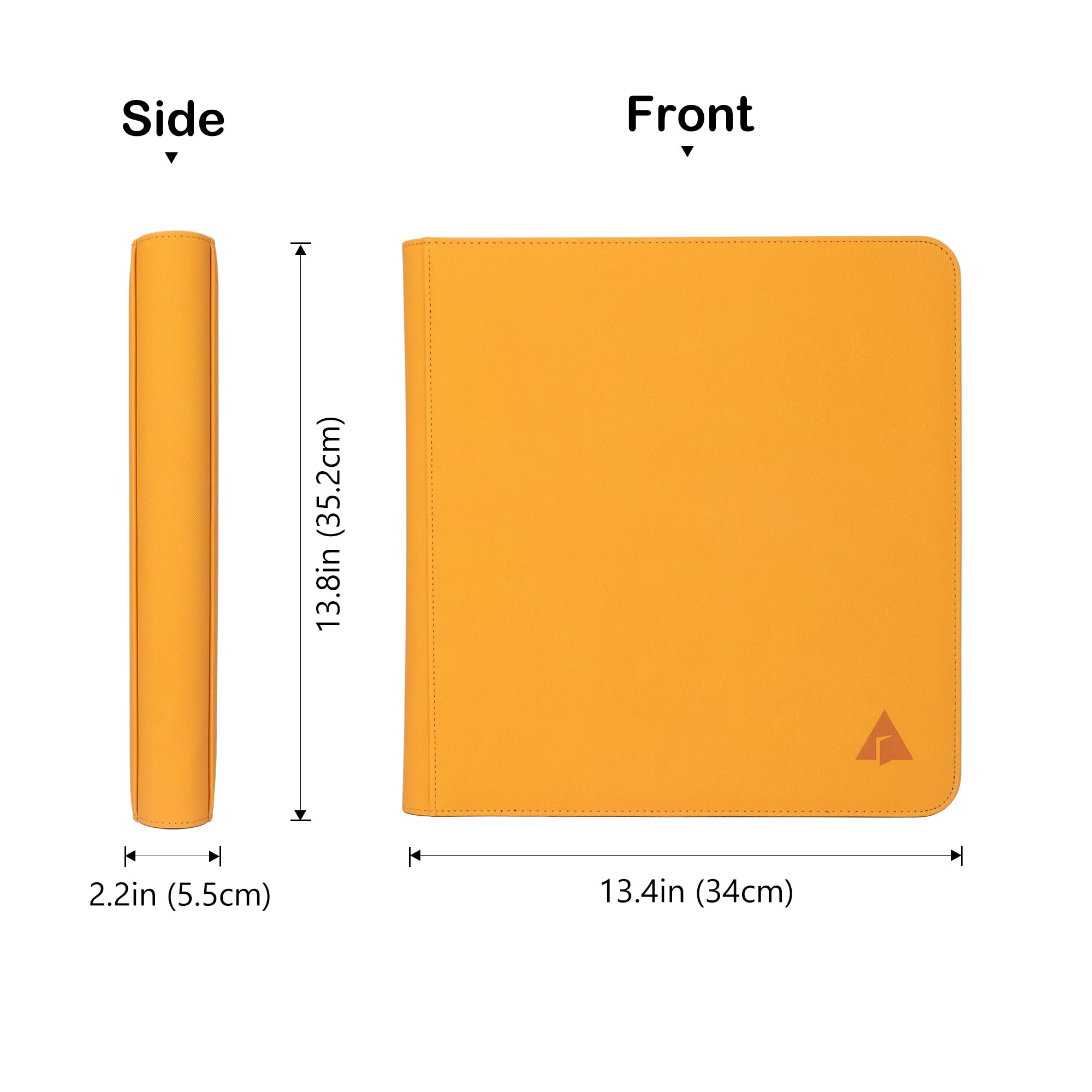 Rayvol Carpeta de tarjetas premium de 12 bolsillos, se adapta a 1104 tarjetas de intercambio, álbum de colección de tarjetas sin anillo de carga lateral para TCG y tarjetas deportivas, color amarillo