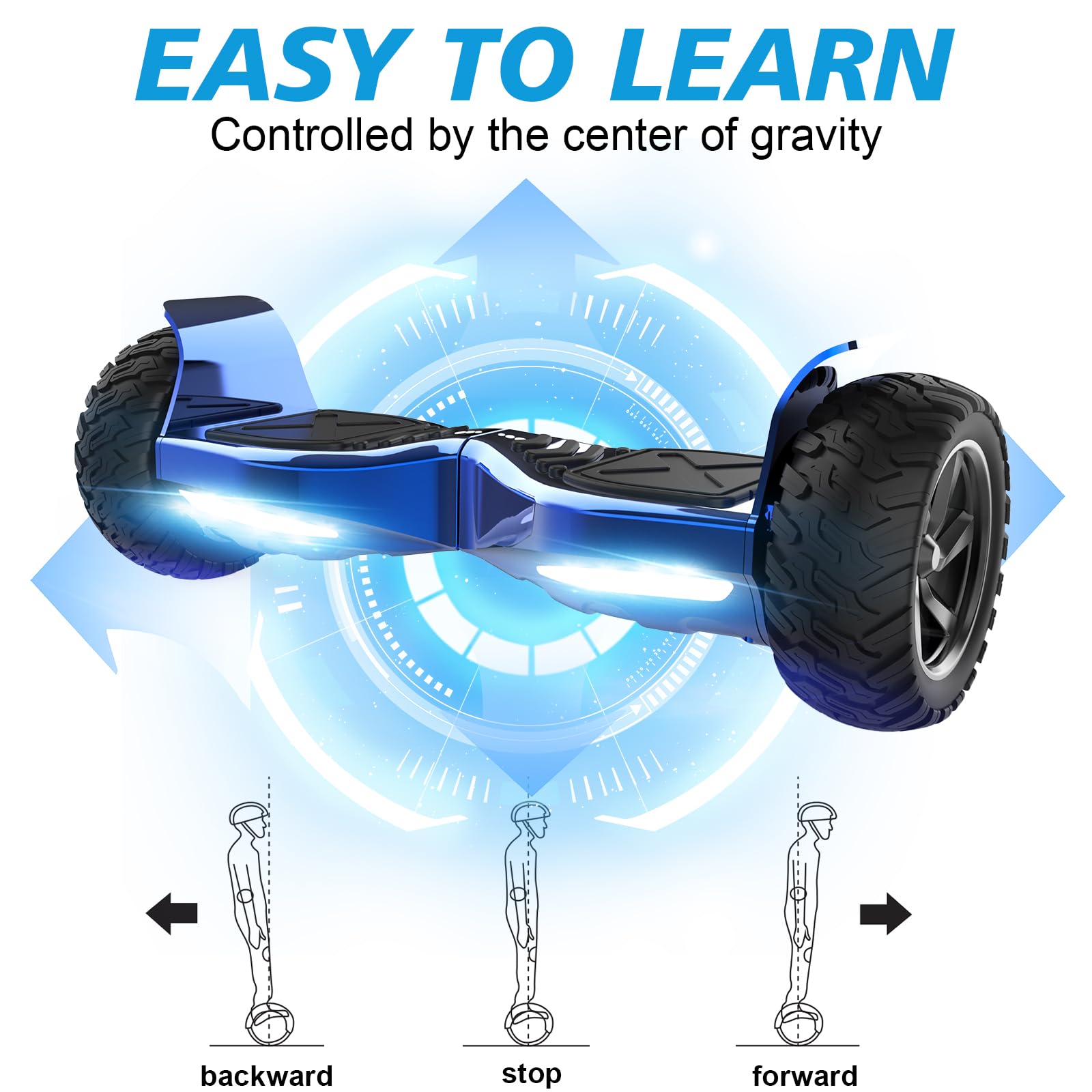 RCB Hoverboard SUV mit Sitz und Hoverkart Go-Kart, app-fähige Bluetooth Hoverboard, 8,5'' Hummer, Geschenk für Kinder