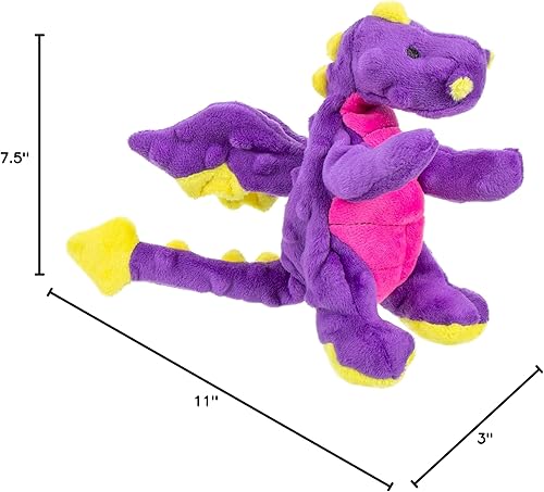 Vista 119 de goDog - Dragón de juguete, grande, resistente, con tecnología Chew Guard, de felpa, color rosa Rosado