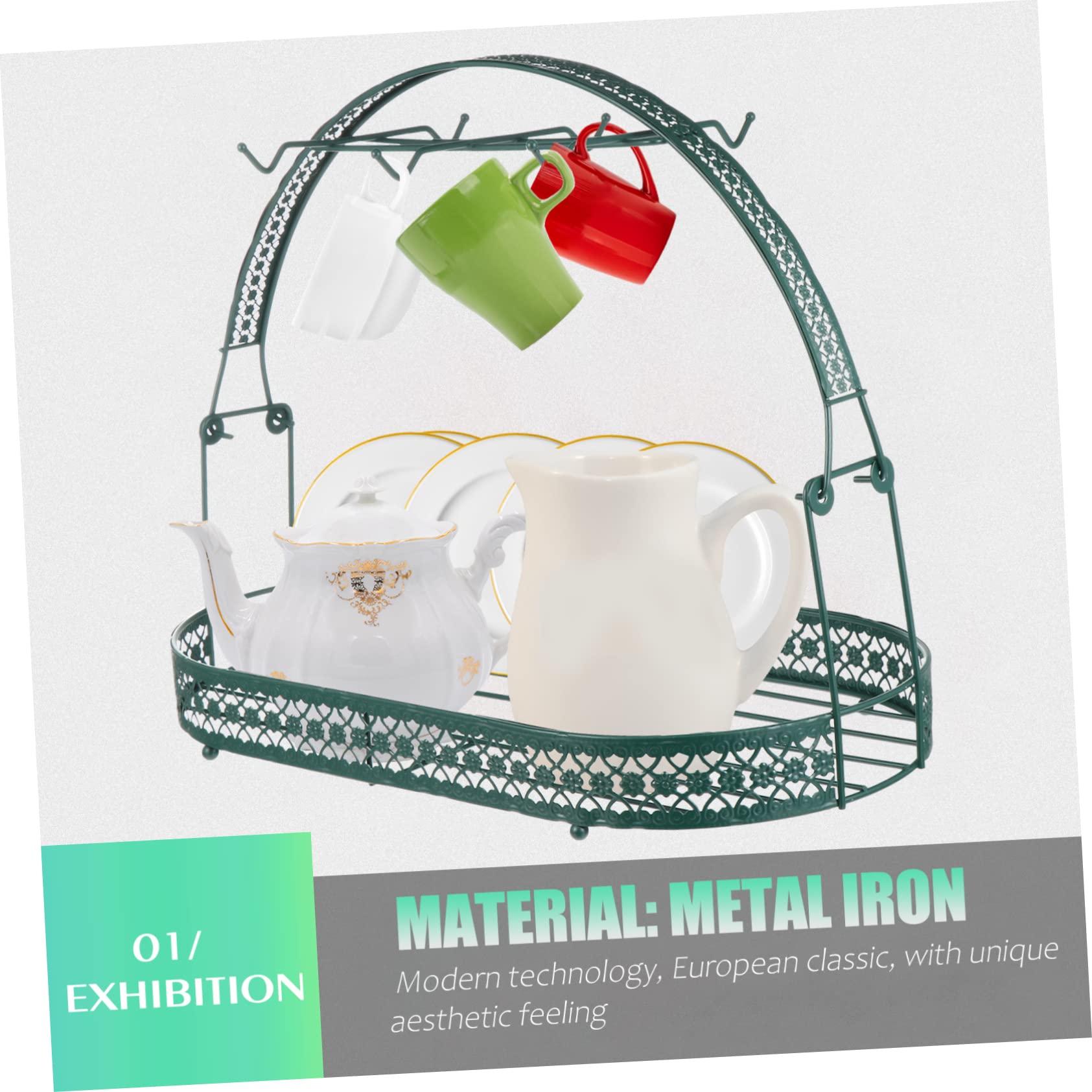 HEMOTON Kaffeetassenhalter Europäischer mit 6 Haken aus Eisen für Tassen