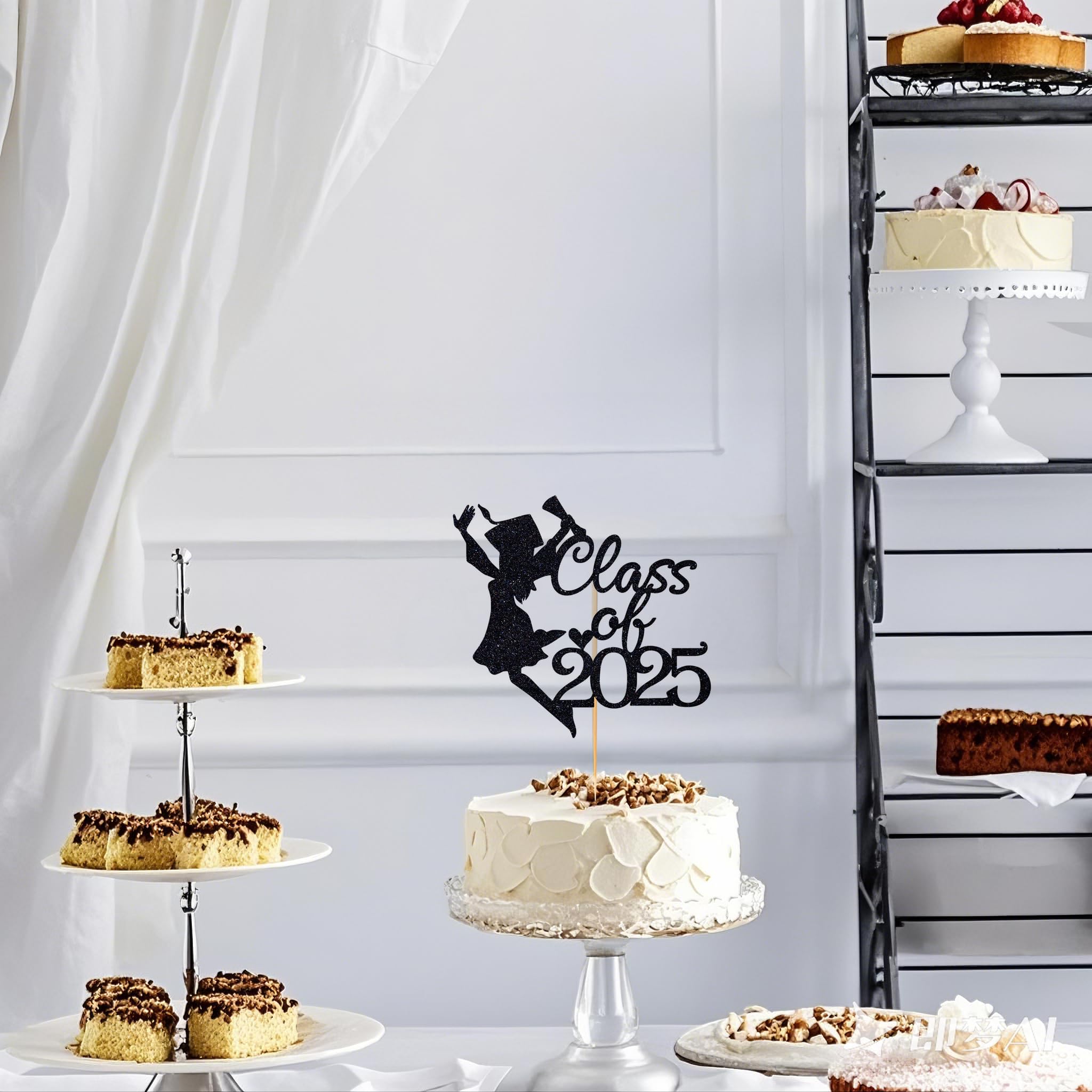 Snapklik.com : Black Glitter Class Of 2025 Graduation Cake Topper ...