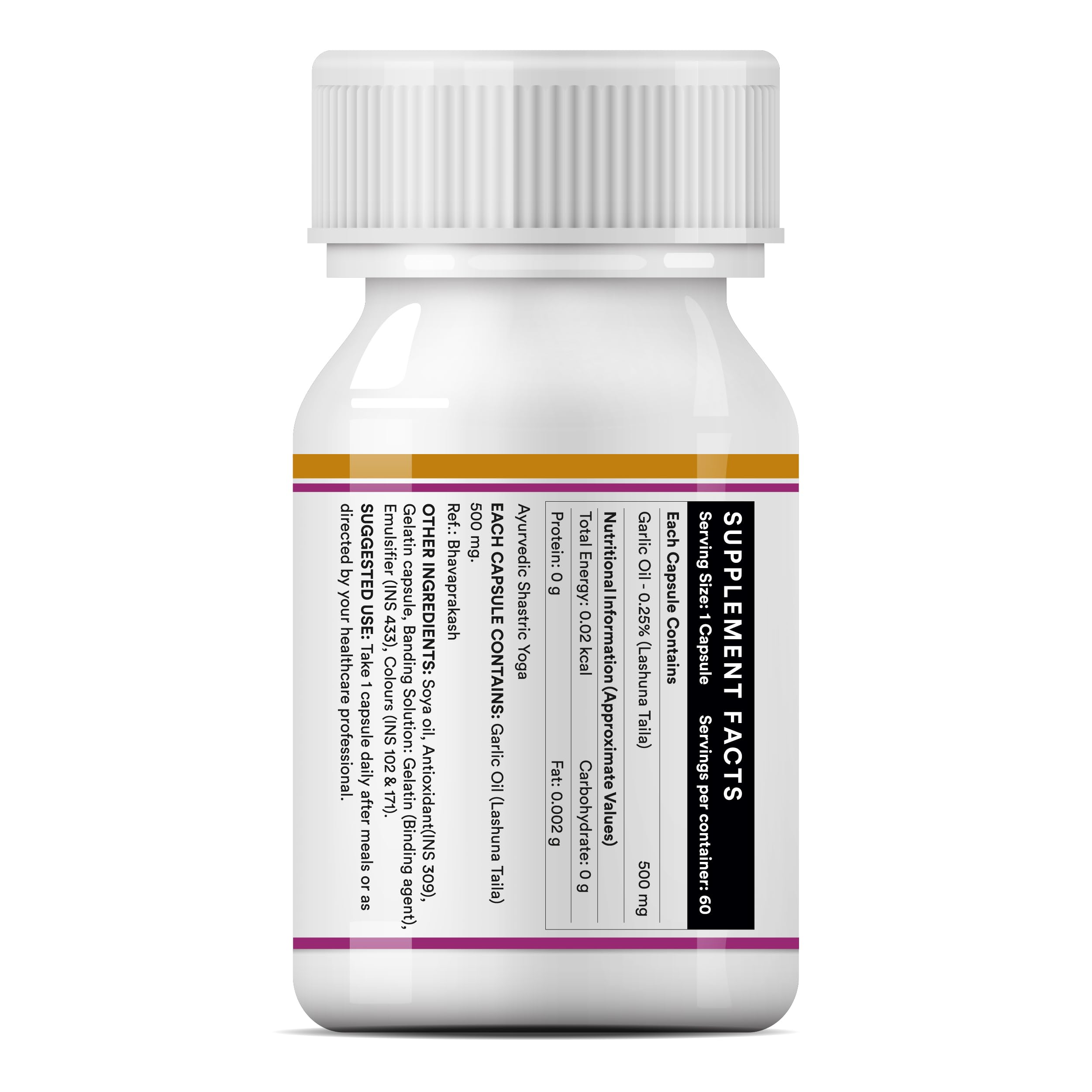 INLIFE Garlic Oil Supplement 500mg, Lashuna Taila, 60 Capsules 2