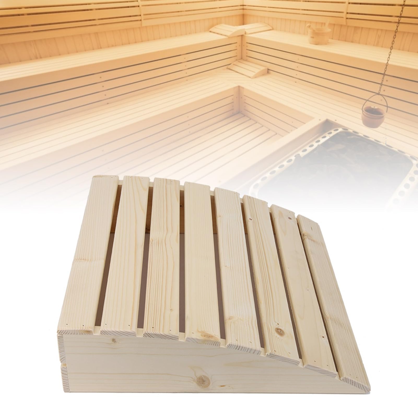 Zerodis Poggiatesta in legno per sauna, cuscino in legno di pino, accessori sauna