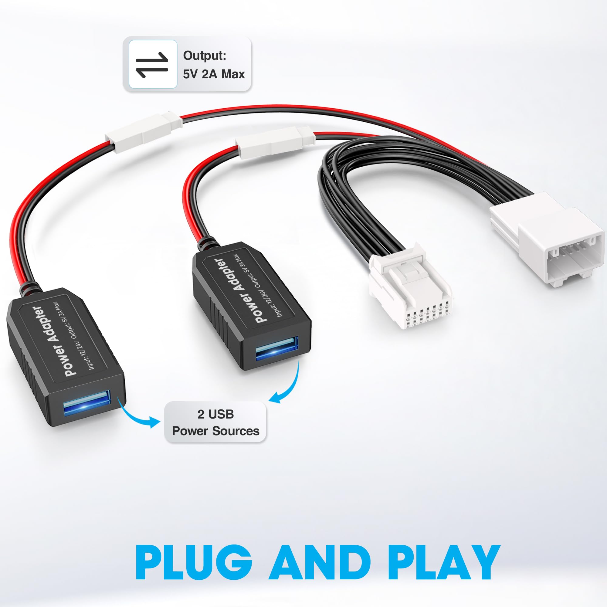 Dash Cam Power Adapter,(14P Type B)Fit Select Dodge Ram 1500/2500/3500,JEEP Compass/Wagoneer,Connect to Auto-Dimming Rearview Mirror,Power Adapter Charging Cable for GPS Dashcam Mirror Camera