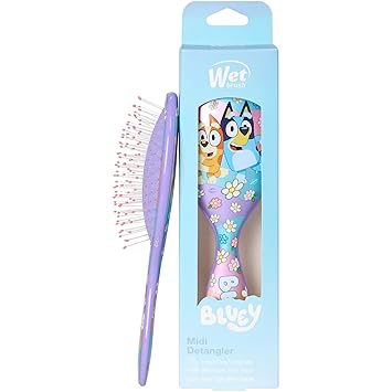 Wet Brush Bluey & Bingo Kids Midi Hair Brush, Smaller Size For Little Hands, Soft Bristles Detangle Knots With Ease, Ergonomic Handle, For All Hair Types, Limited Edition, Purple