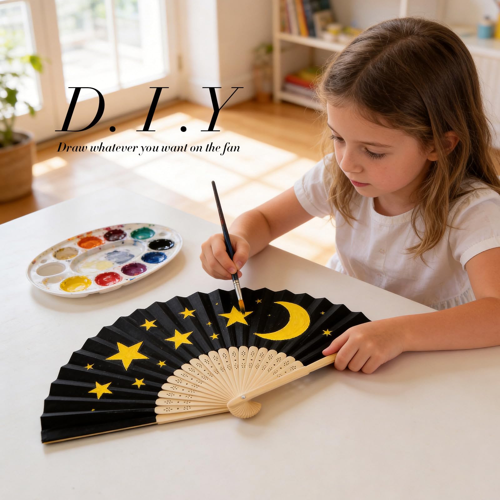 SWAWIS 28 Pièces Eventails en Papier Noir, Éventails Pliants Pliable avce 30 Sacs en Organza & Cartes de Remerciement, Éventail Mariage pour Baptêmes Décorations de Fêtes DIY, Eventail