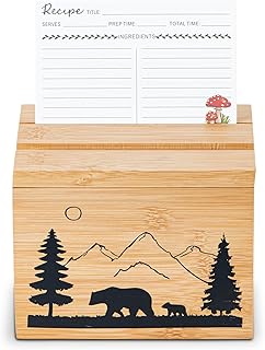 Bamboo Recipe Box With Cards And Dividers -Cute Recipe Card Box Decorati...