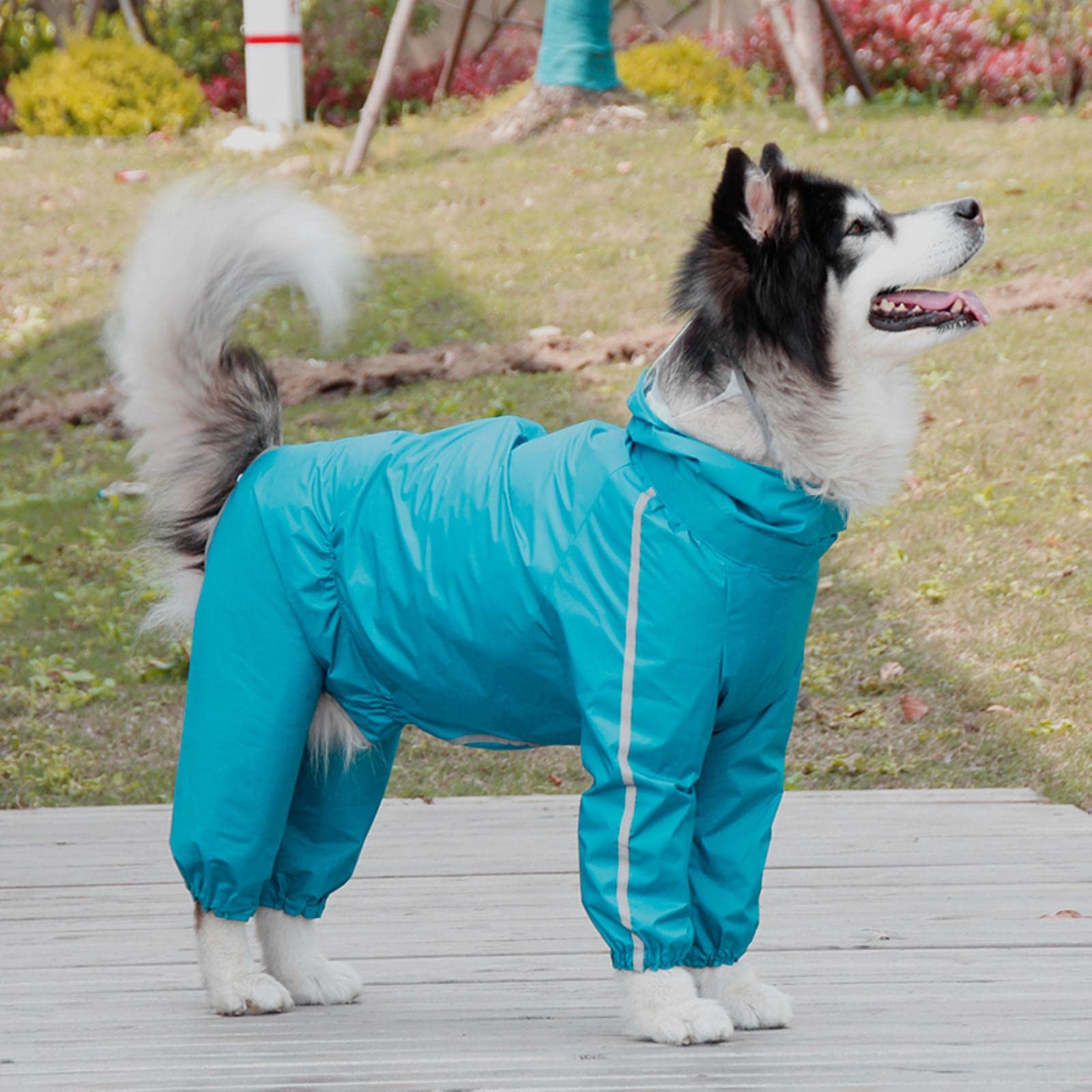 Impermeabile per cani con gambe con cappello visibile e sacchetto di coda rimovibile - cappotto regolabile per cani grandi e medi maschili e femminili diversi stili