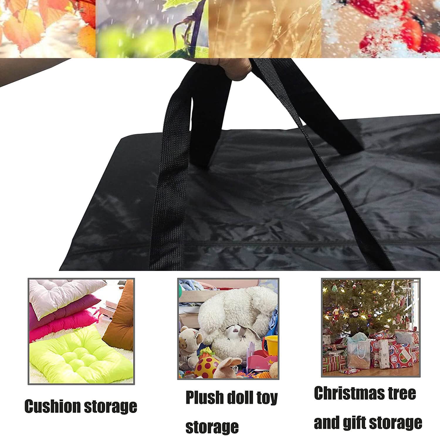 PATIO PLUS Sac De Rangement Coussin Jardin Imperméable 80x80x60 Cm - Tissu Oxford 420D Noir - Protection Anti-UV