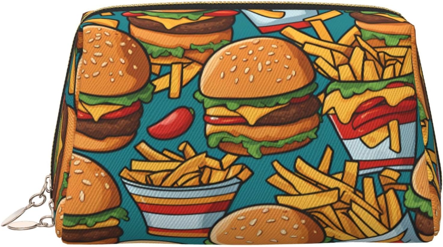 Winter Santa Claus Patterned Leather Cosmetic Bag – Perfect for Carry-On or Home Organization, Cute Burger Fries, One Size Winter Santa Claus Patterned Leather Cosmetic Bag – Perfect for Carry-On or Home Organization, Cute Burger Fries, One Size