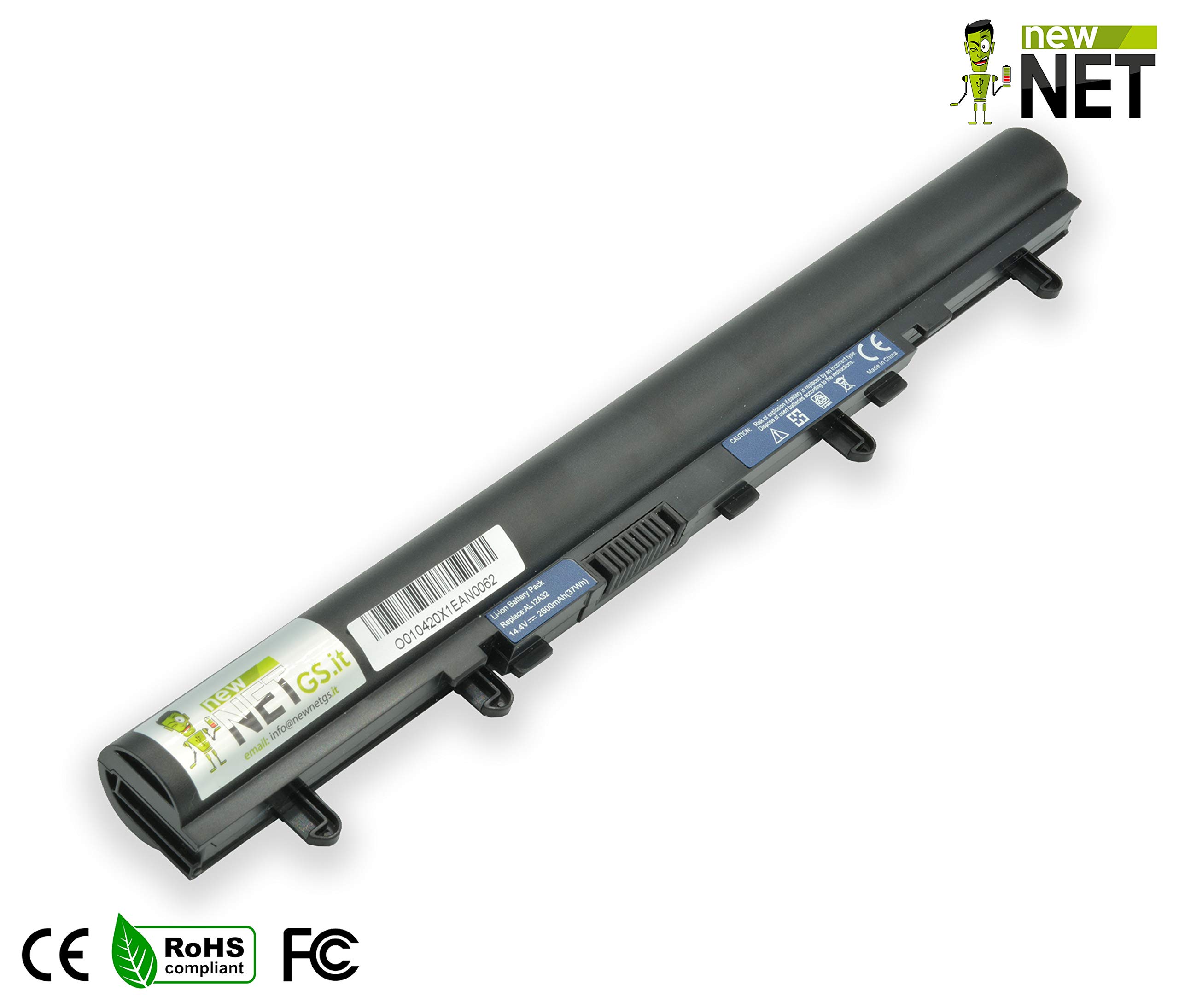 Batteria Per Acer Aspire V5-571, E1-572, V5-431 E Altri - 2600mAh 14.4V - AL12A32, AK.004BT.097 - 4 Celle - Nero