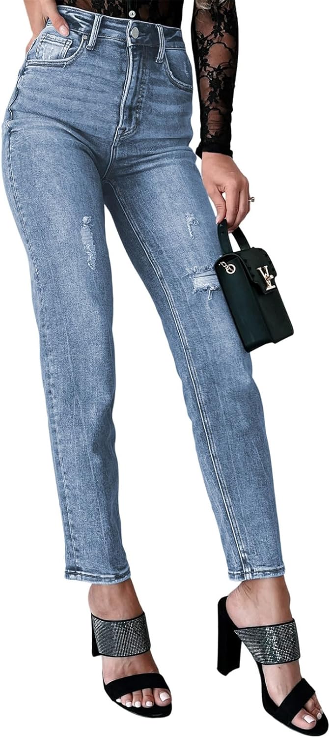Dokotoo Jeans for Women High Waisted Fsahion Trendy Denim Pants 2024 Slim Pants Jean