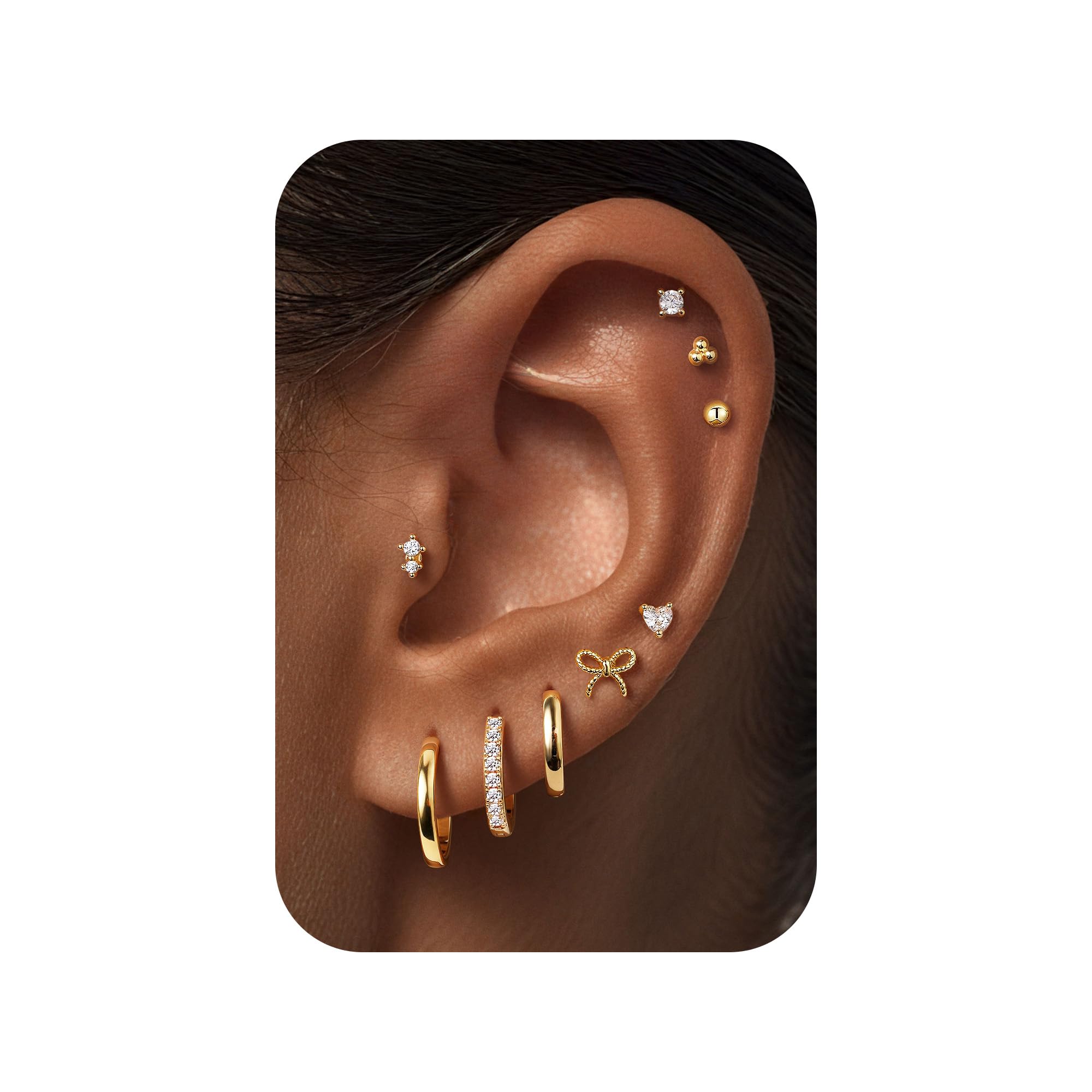 M MOOHAM Flat Back Earring Stack Set--9 Pairs