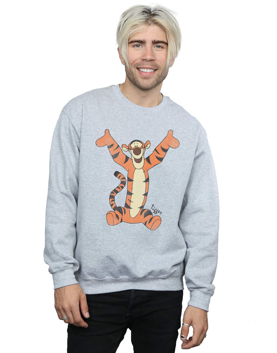 Absolute Cult Men's Sport Grey Disney Winnie The Pooh Classic Tigger Sweatshirt XXXX-Large