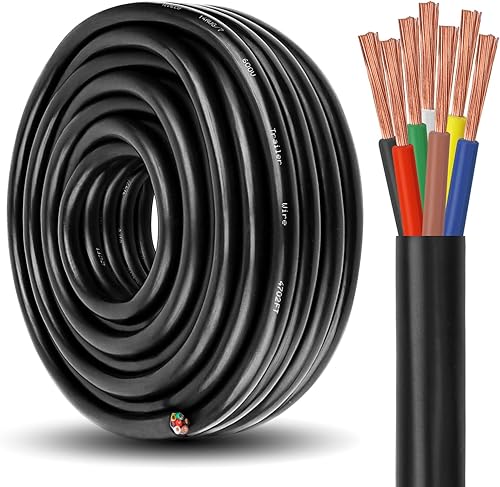 Cable de remolque de 7 vías, 147, resistente, 50 pies, 100% cobre puro, 7 cables, cable de remolque de calibre 14, 7 conductores, cable de extensión
