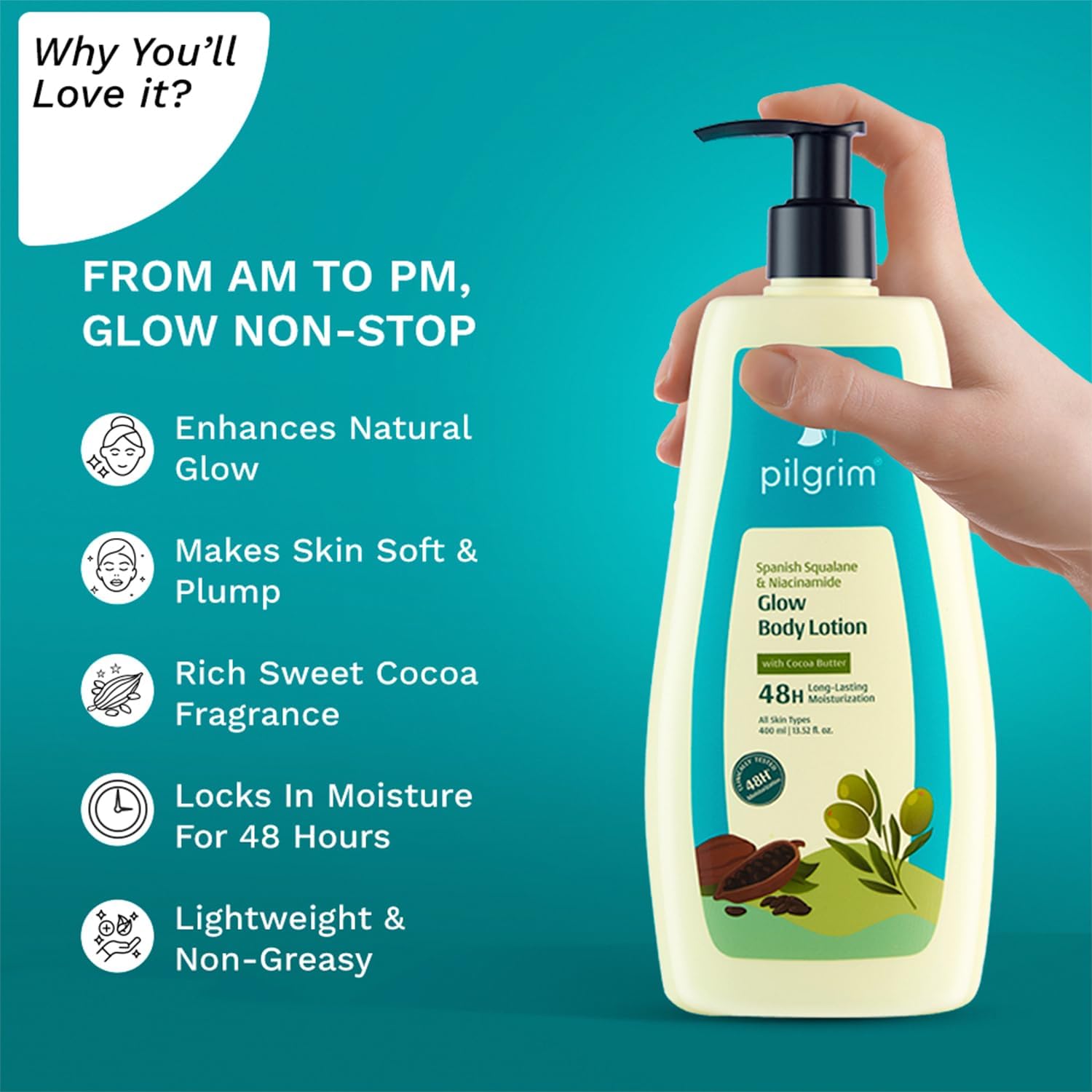 Amazon.com : Pilgrim Glow Body Lotion with Spanish Squalane
